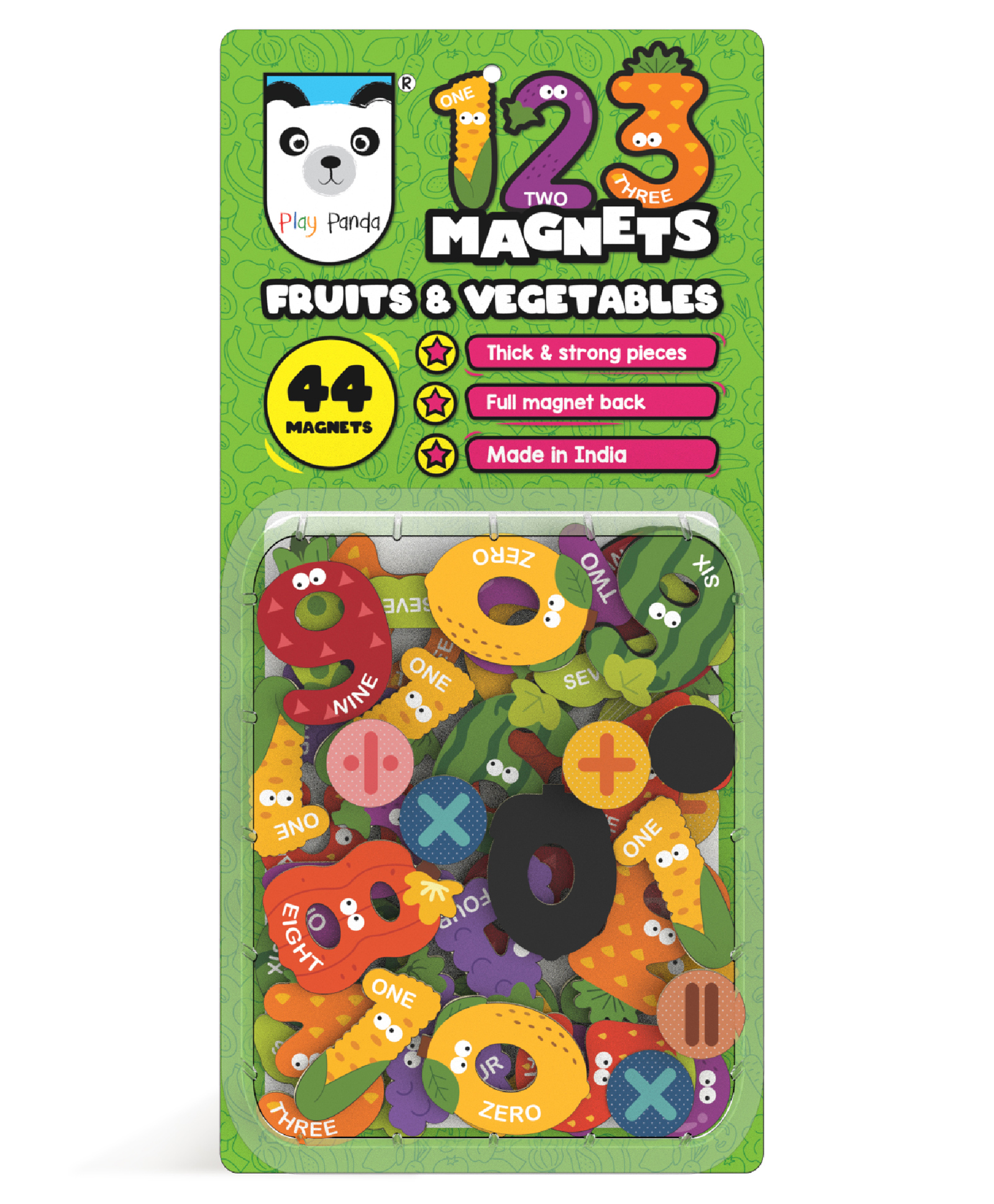 Play Panda 123 Number, Fruits & Vegetables Theme Learning Magnet Set- 44 Pieces-picture-24