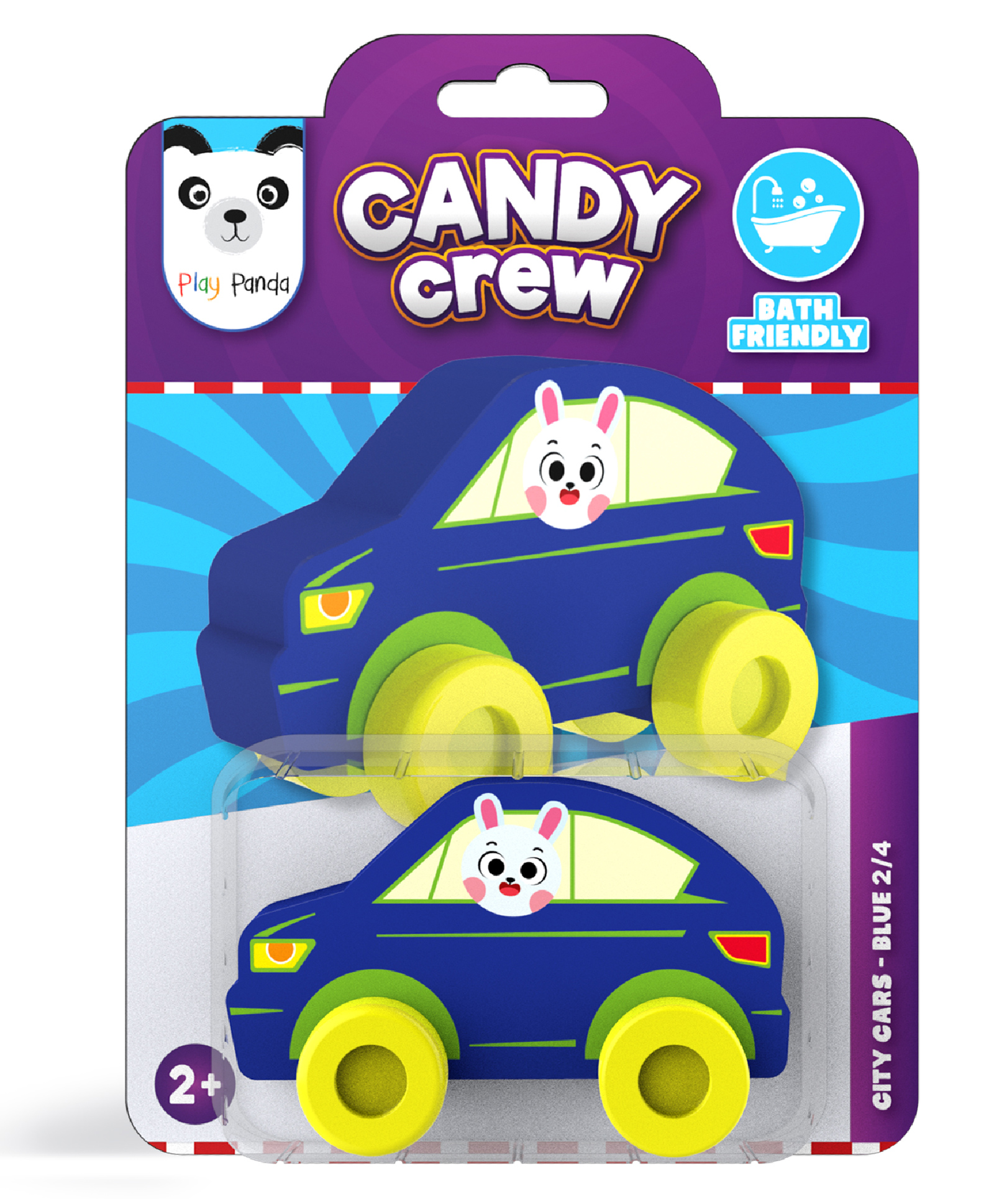 Play Panda Candy Crew Floating Bath Toy Car Fun Water Adventure Rabbit - Blue-image-34