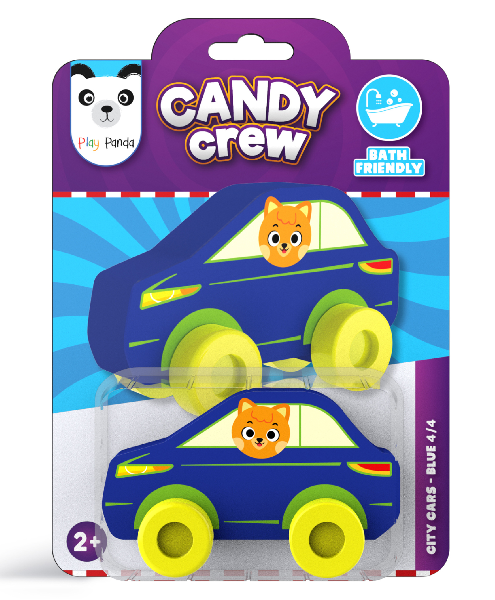 Play Panda Candy Crew Floating Bath Toy Car Fun Water Adventure Finky Fox - Blue-image-42