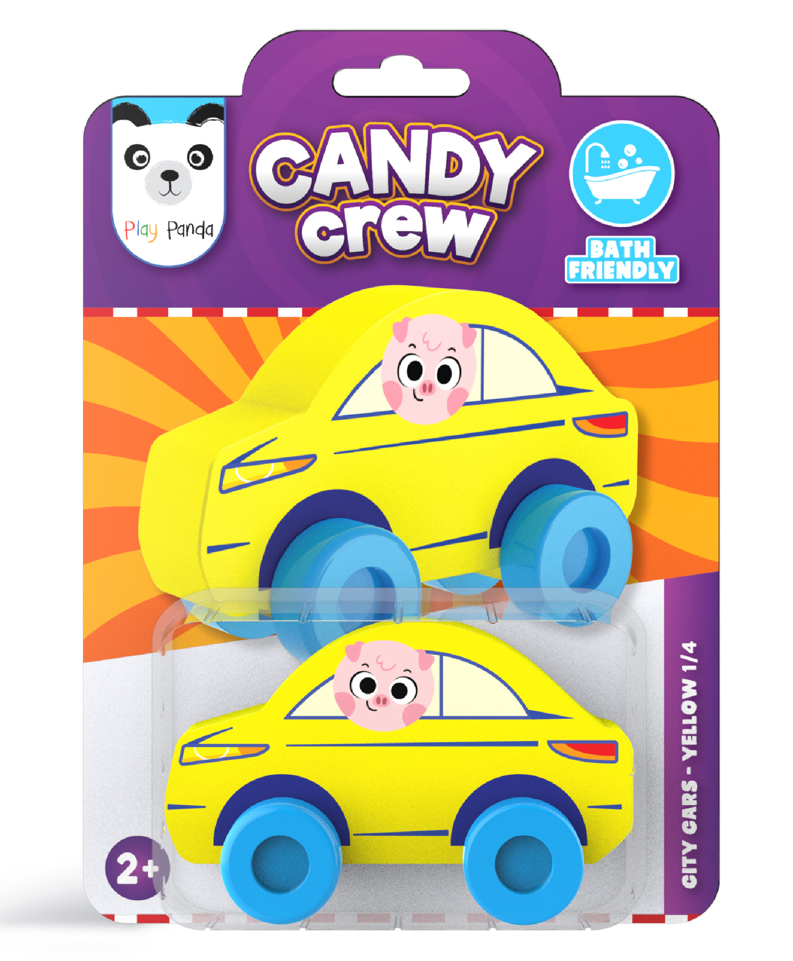 Play Panda Candy Crew Floating Bath Toy Car Fun Water Adventure Pippa Pig - Yellow-image-27