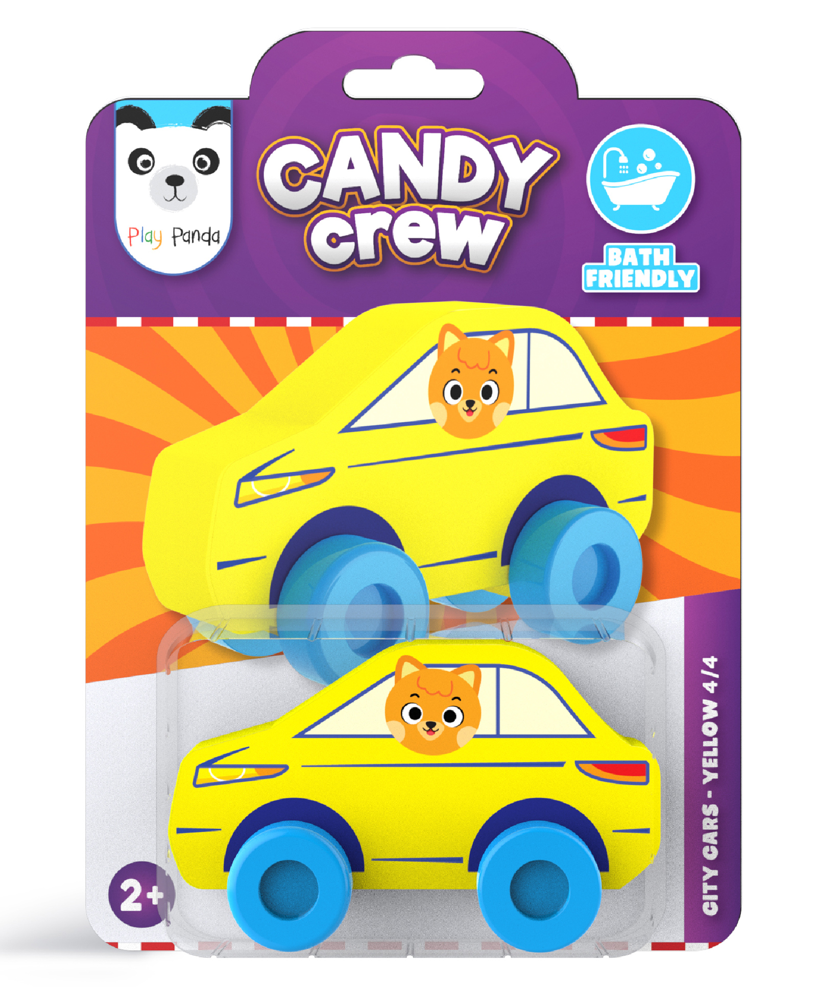 Play Panda Candy Crew Floating Bath Toy Car Fun Water Adventure Finky Fox - Yellow-image-9