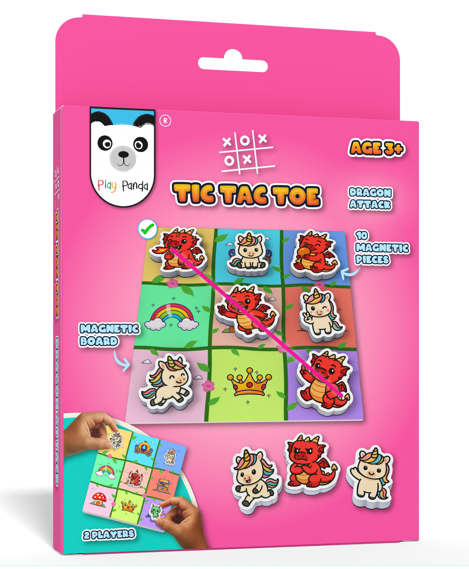 Play Panda Magnetic Tic Tac Toe Dragon Attack Game - Pink-image-38