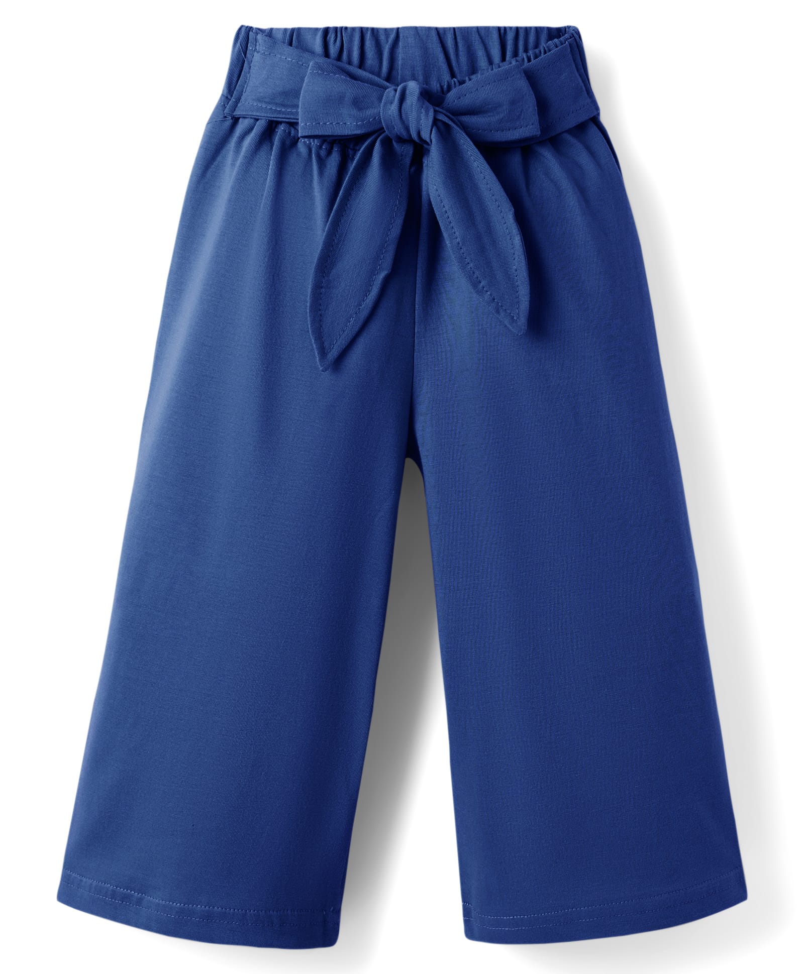 Babyhug Single Jersey Knit Full Length Solid Palazzo With Applique - Blue-picture-12