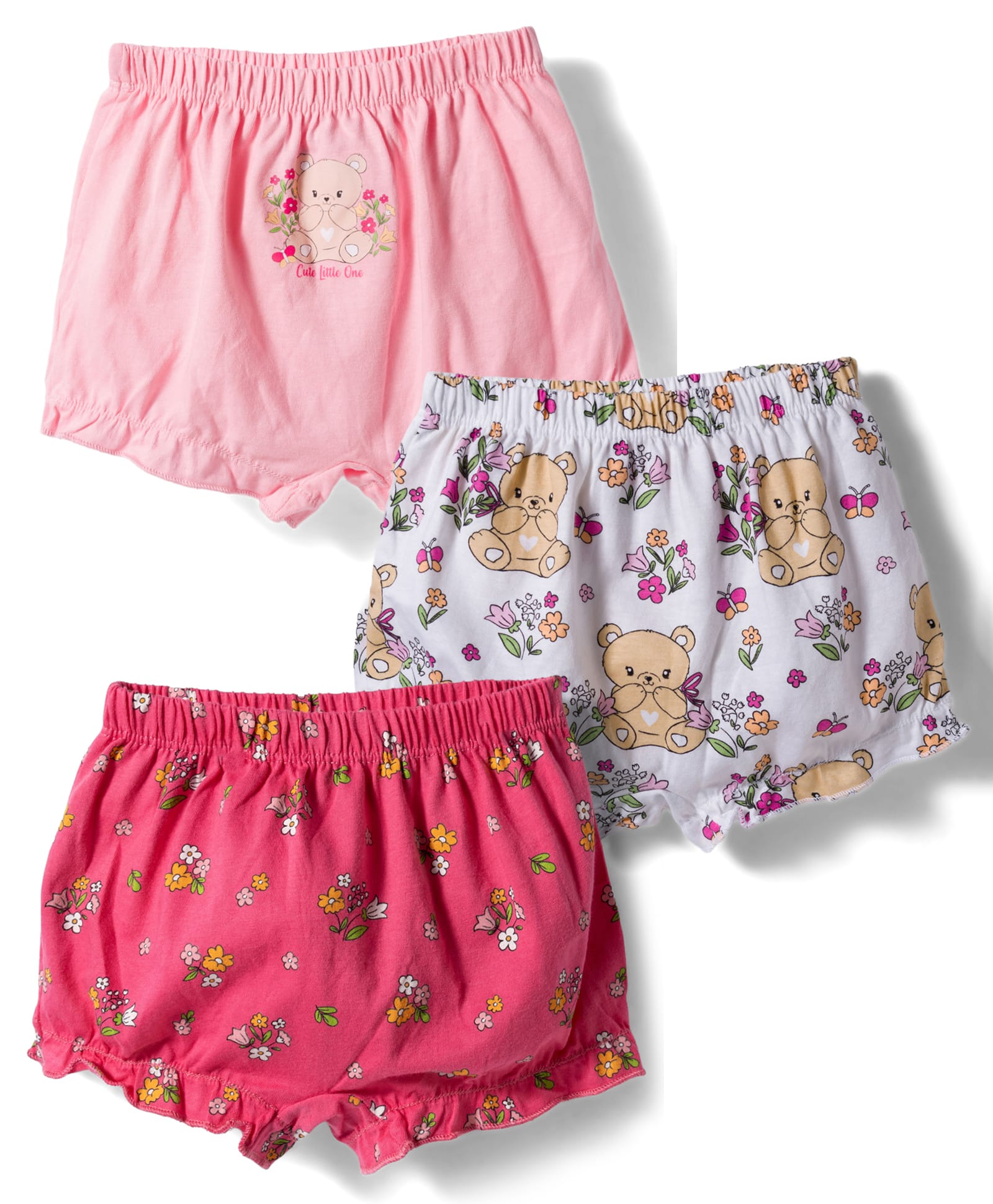 Babyhug 100% Cotton Knit Bloomers With Teddy Bear & Floral Print Pack of 3 - Multicolor-image-39