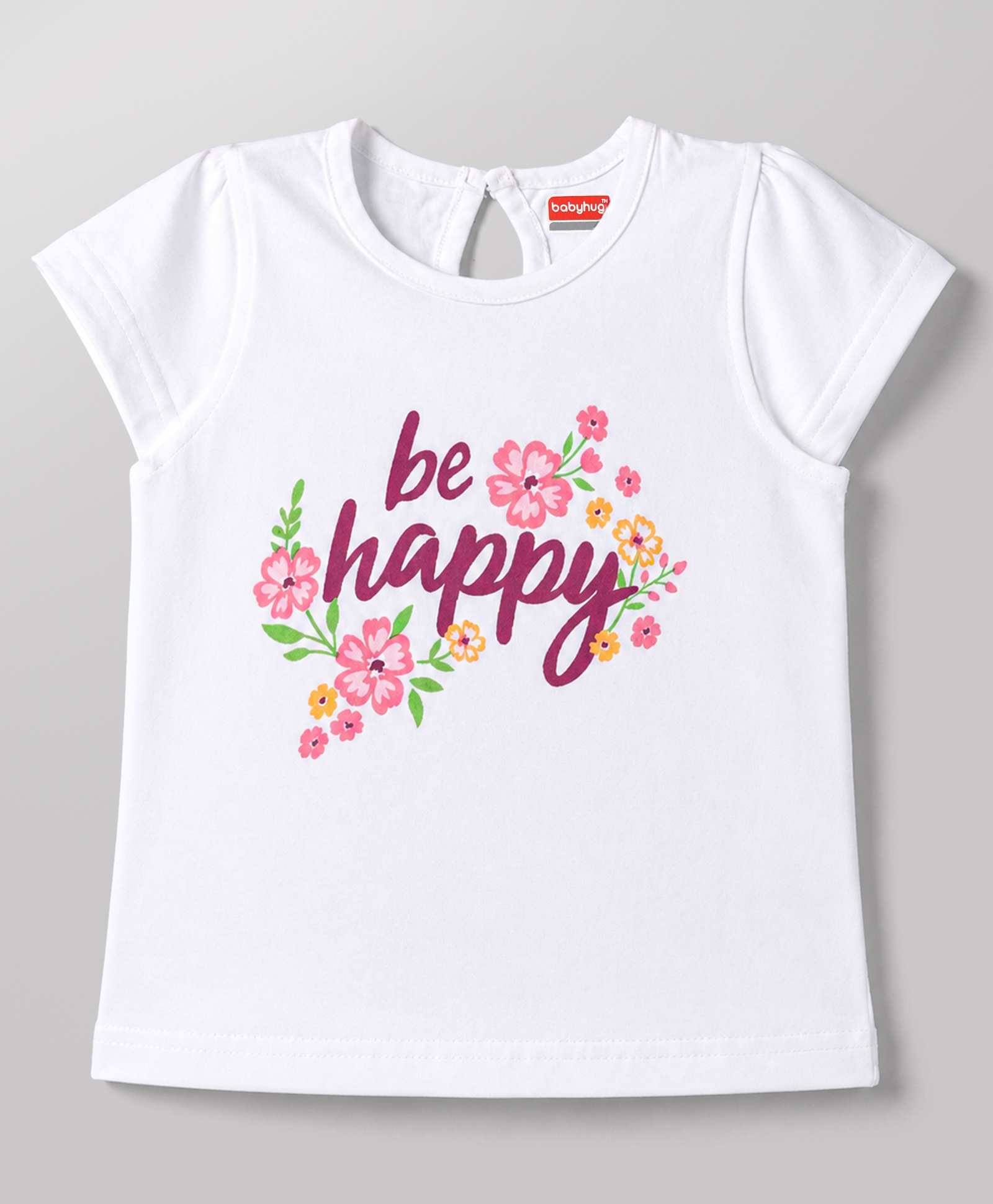 Babyhug Cotton Knit T-Shirts Half Sleeves with Graphics White 6-9 Months-image-4