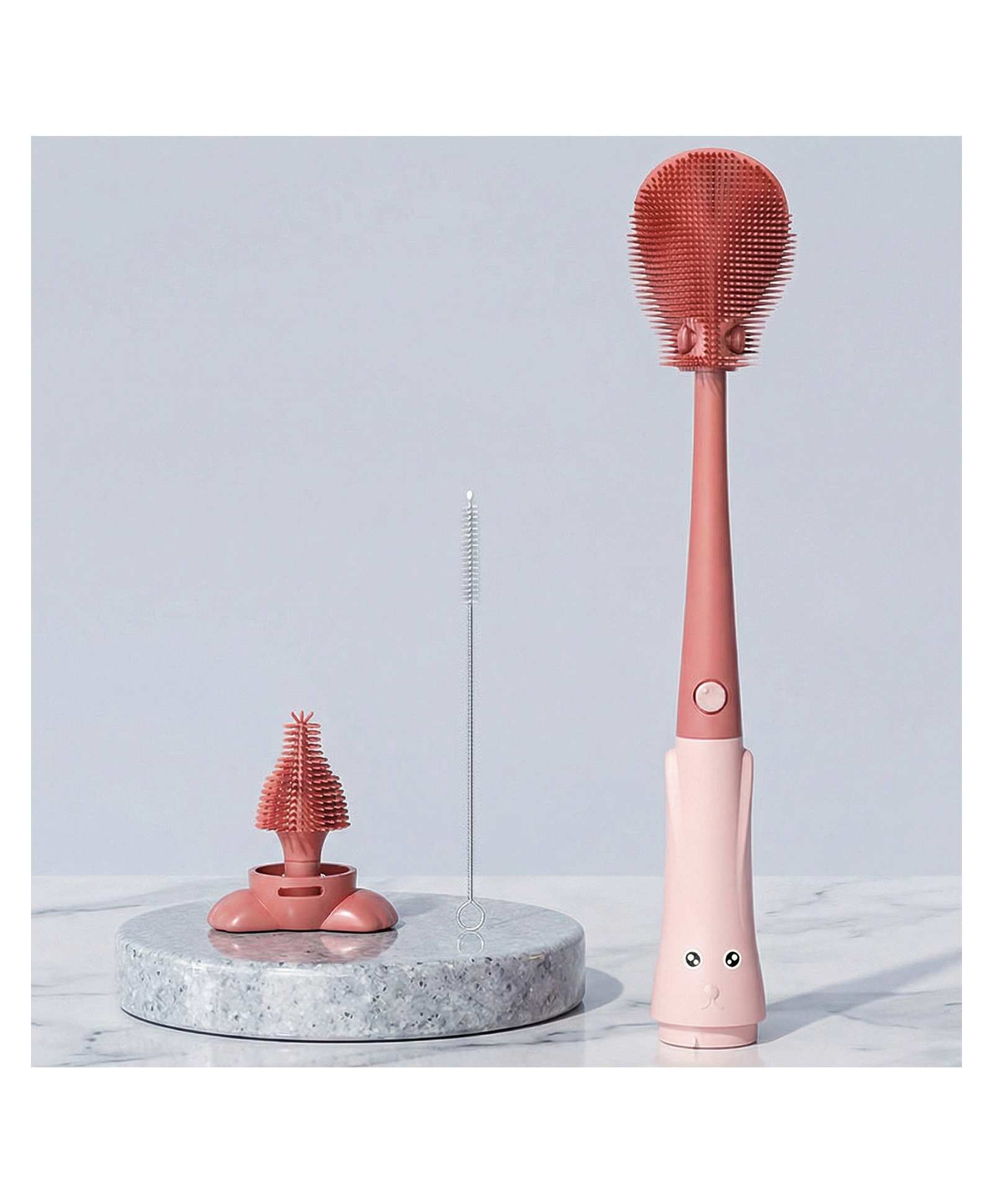Tony Stark 3-in-1 Silicone Baby Bottle Cleaning Brush Set | 360° Rotatable Handle, BPA-Free Soft Bristles for Cleaning Bottles, Nipples & Pacifiers Safely (Red)-image-14