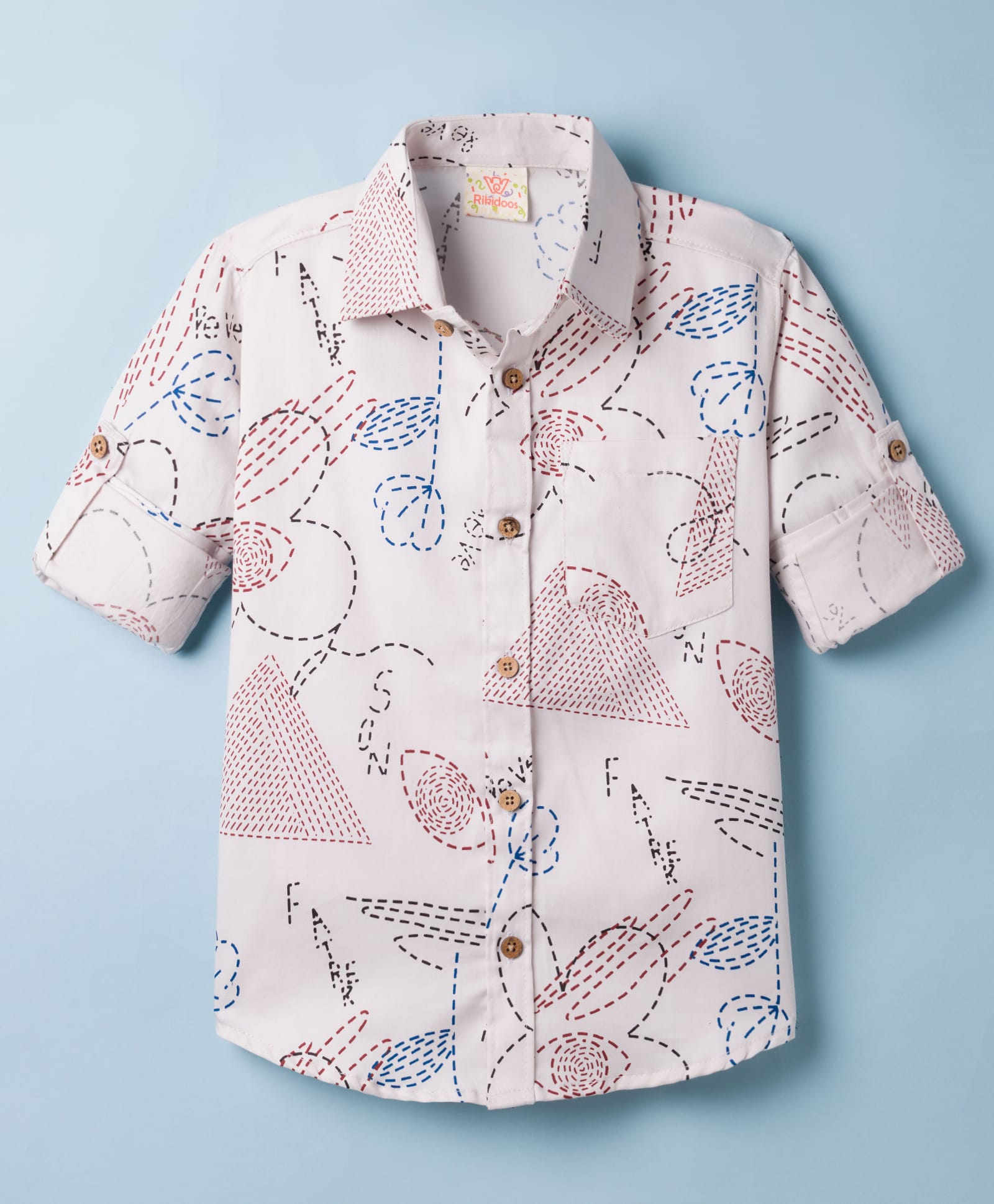 Rikidoos Cotton Woven Full Sleeves Printed Shirt - White-picture-30