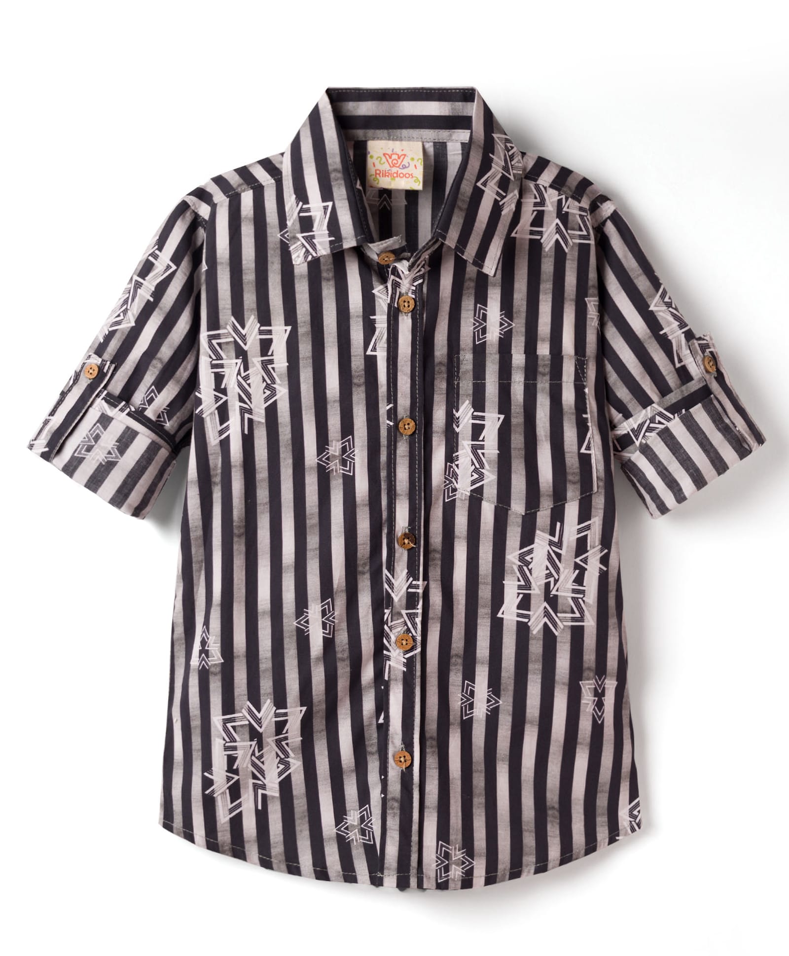 Rikidoos Cotton Woven Full Sleeves Printed Shirt - Navy Blue-image-47