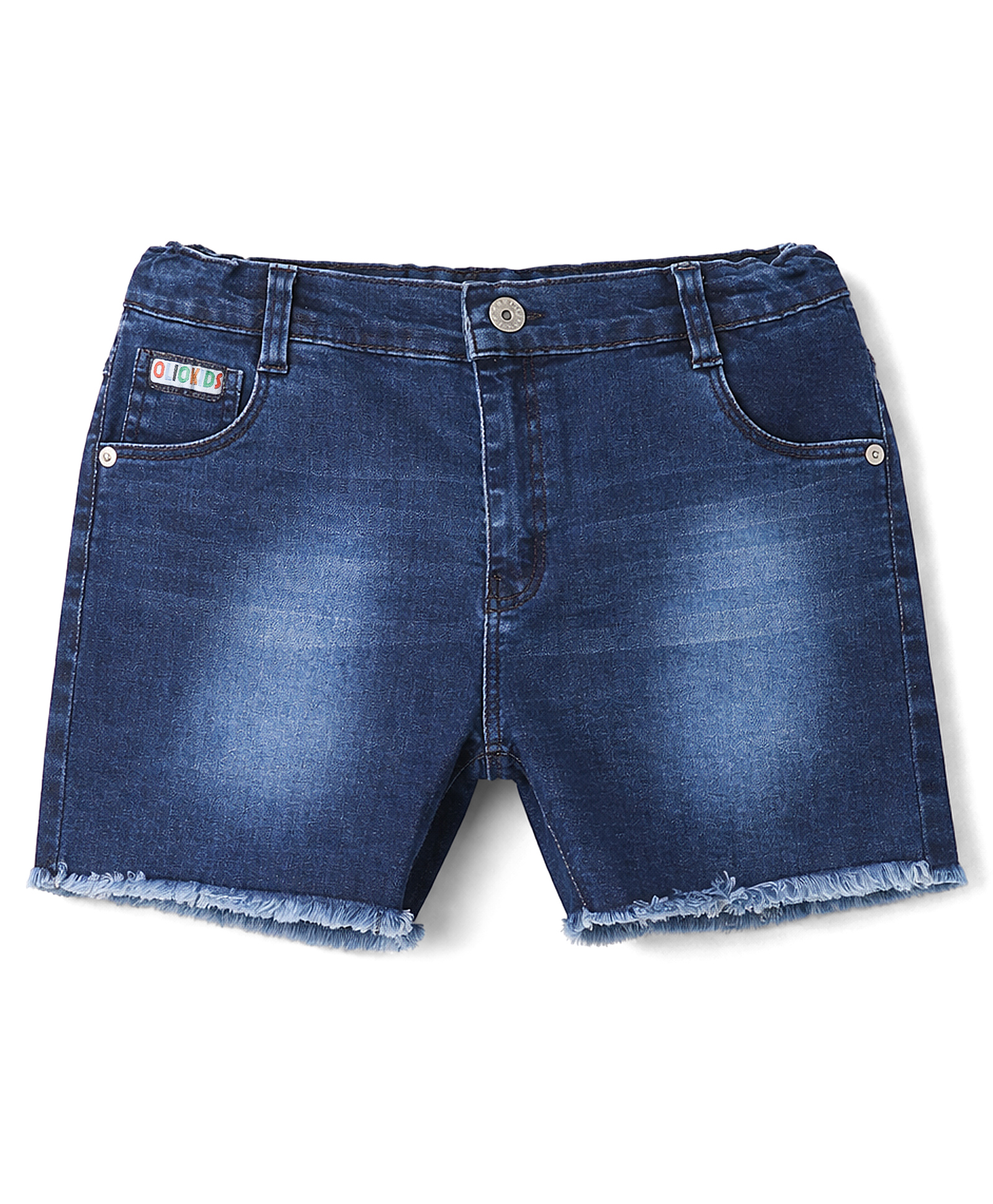 Olio Kids Knit Above Knee Length Solid Denim Shorts - Navy Blue-picture-15
