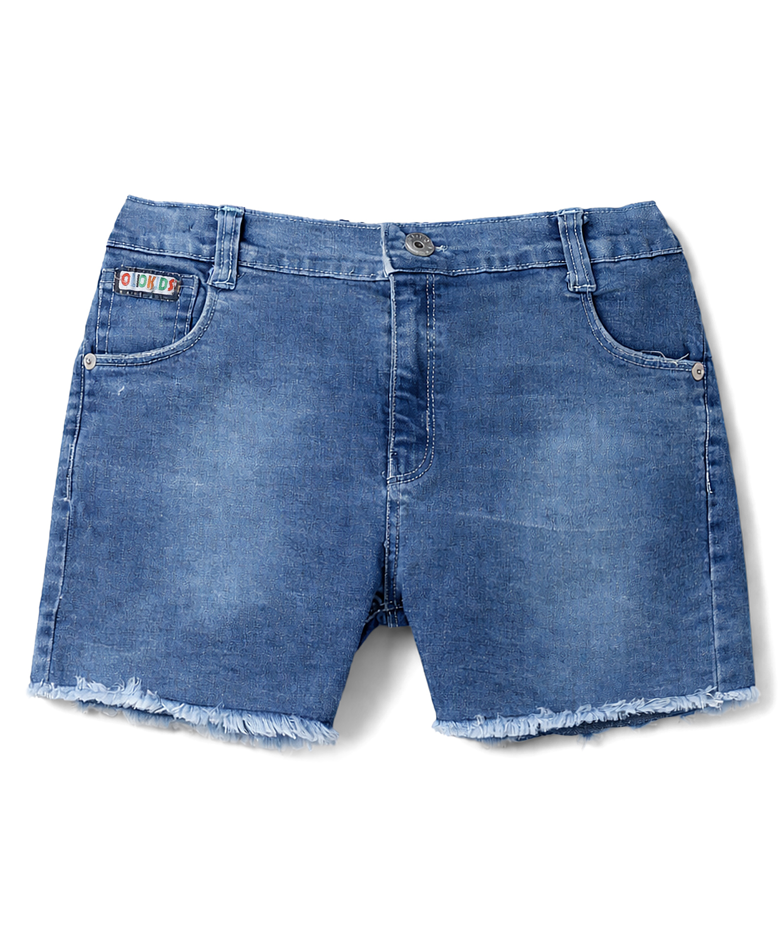 Olio Kids Knit Above Knee Length Solid Denim Shorts - Light Blue-picture-24