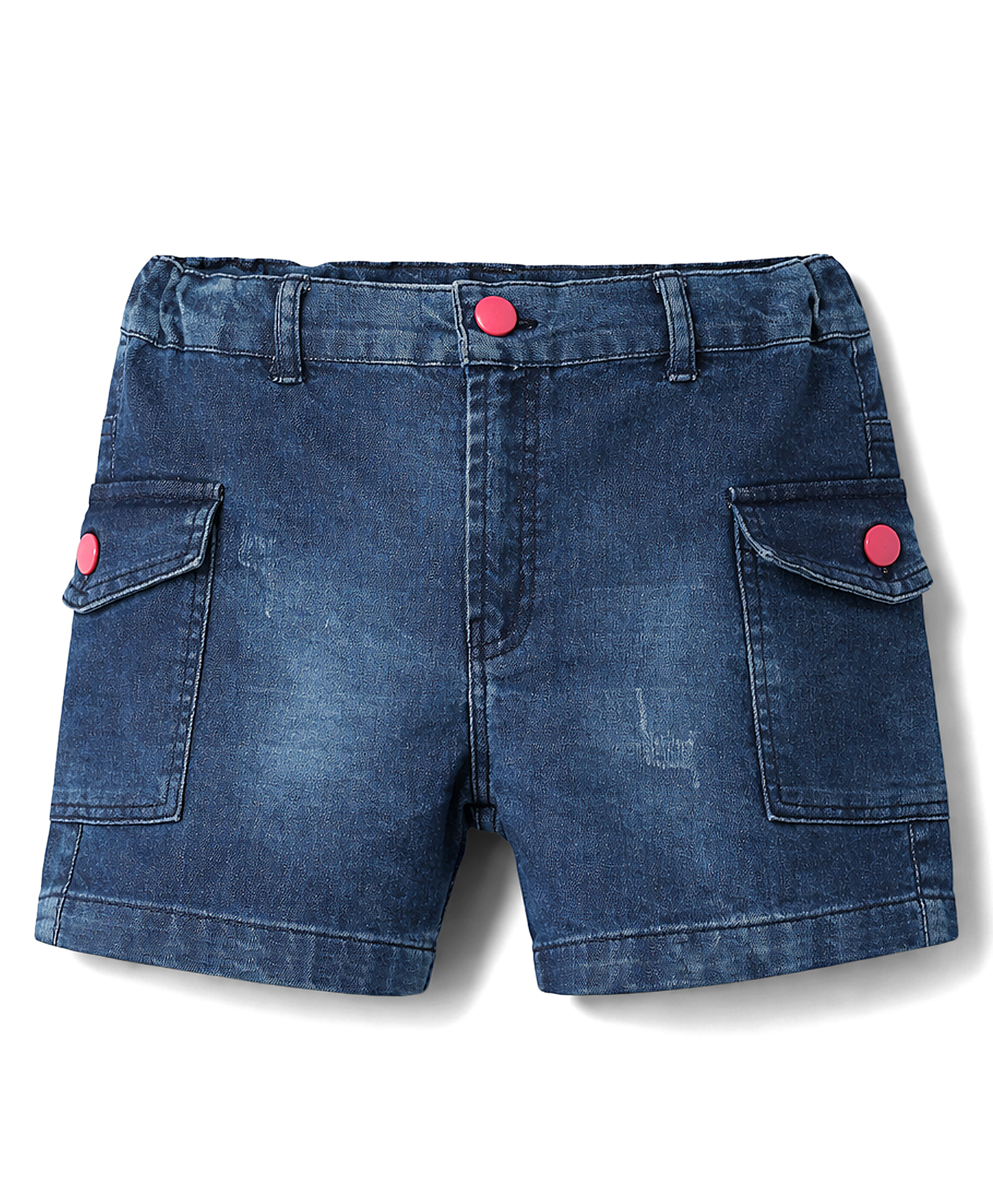 Olio Kids Knit Above Knee Length Solid Denim Shorts - Navy Blue-image-45