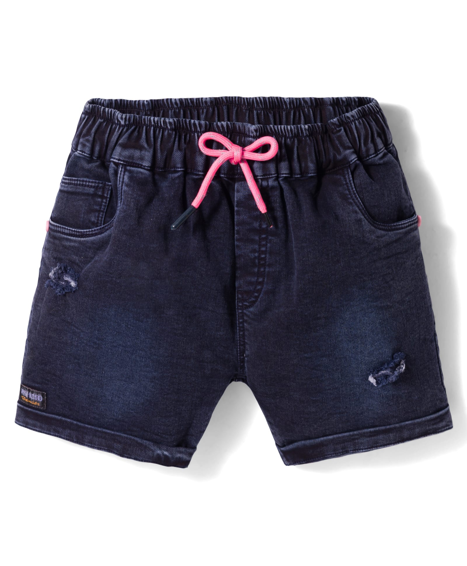 Olio Kids Knit Above Knee Length Solid Denim Shorts - Light Blue-picture-15