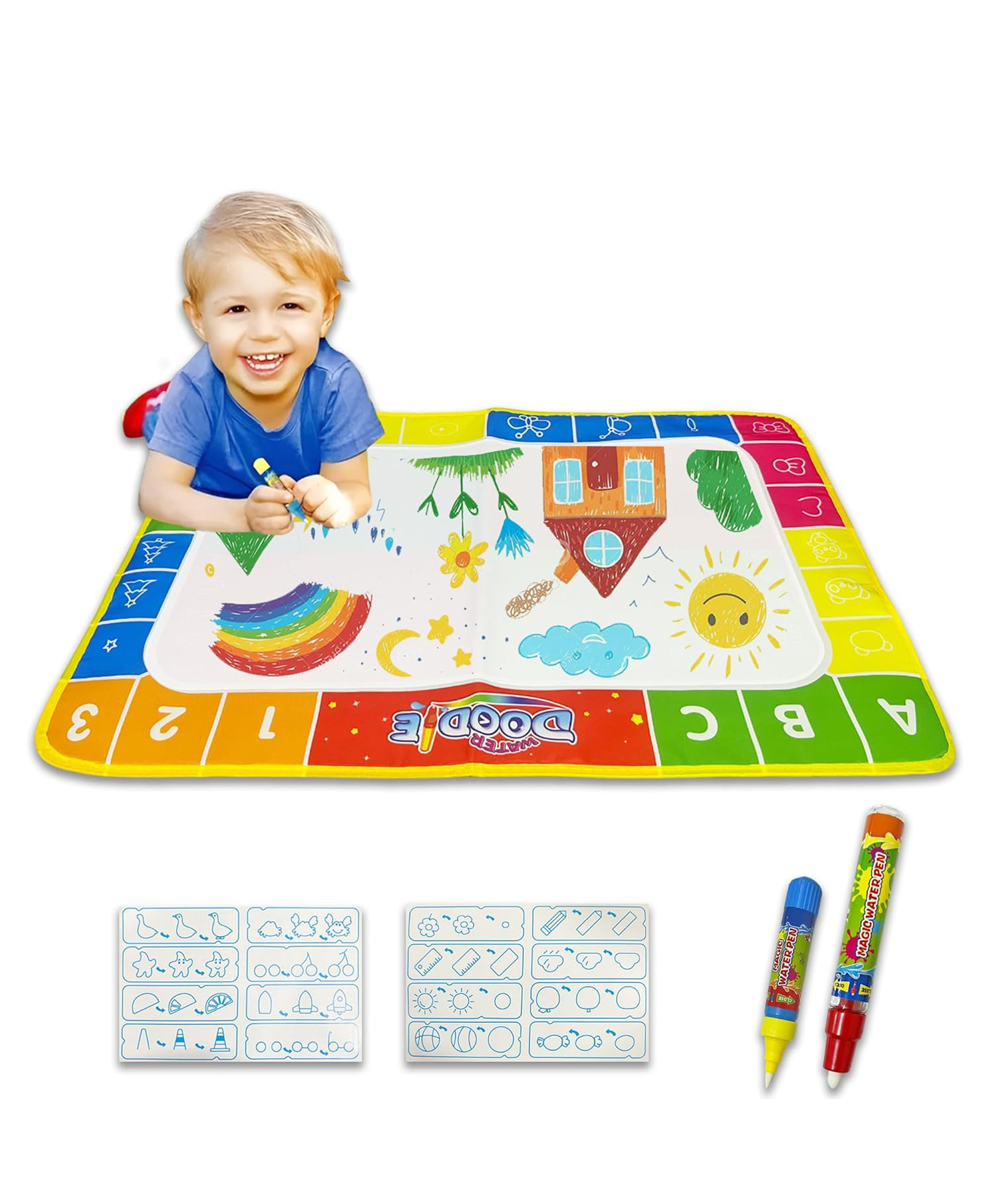 FunBlast Magic Water Drawing Mat with Rainbow Colors Swatches for Kids Pack of 1 (Random Color)-image-45
