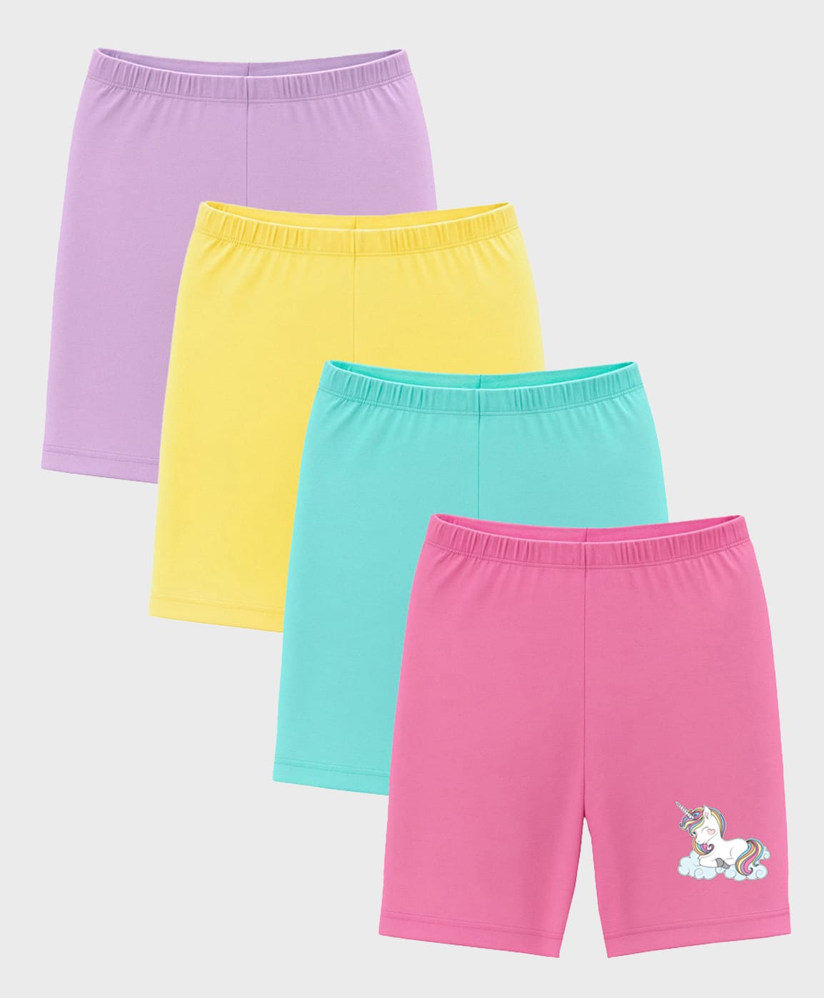 Charm n Cherish Cotton Knit Pack Of 4 Unicorn Printed Shorts - Multi Colour-picture-17