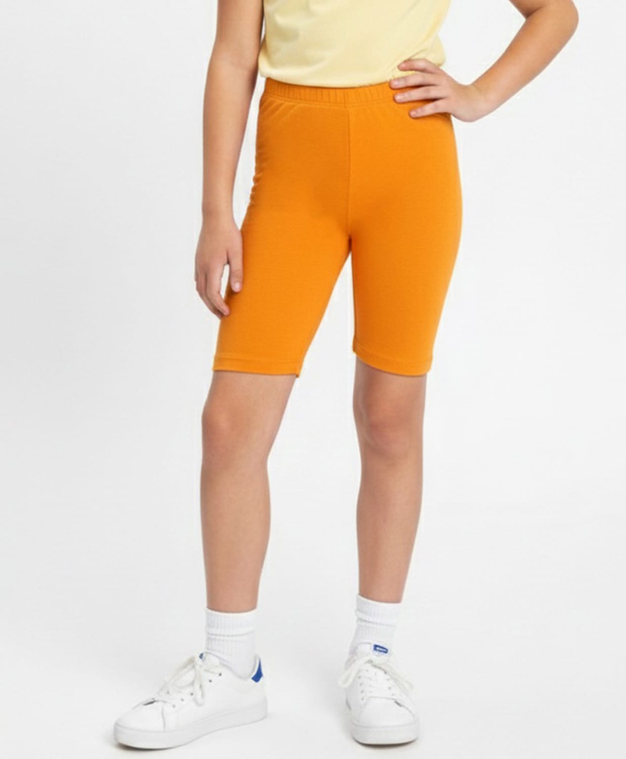 Charm n Cherish Cotton Knit Solid Shorts - Mustard-picture-40