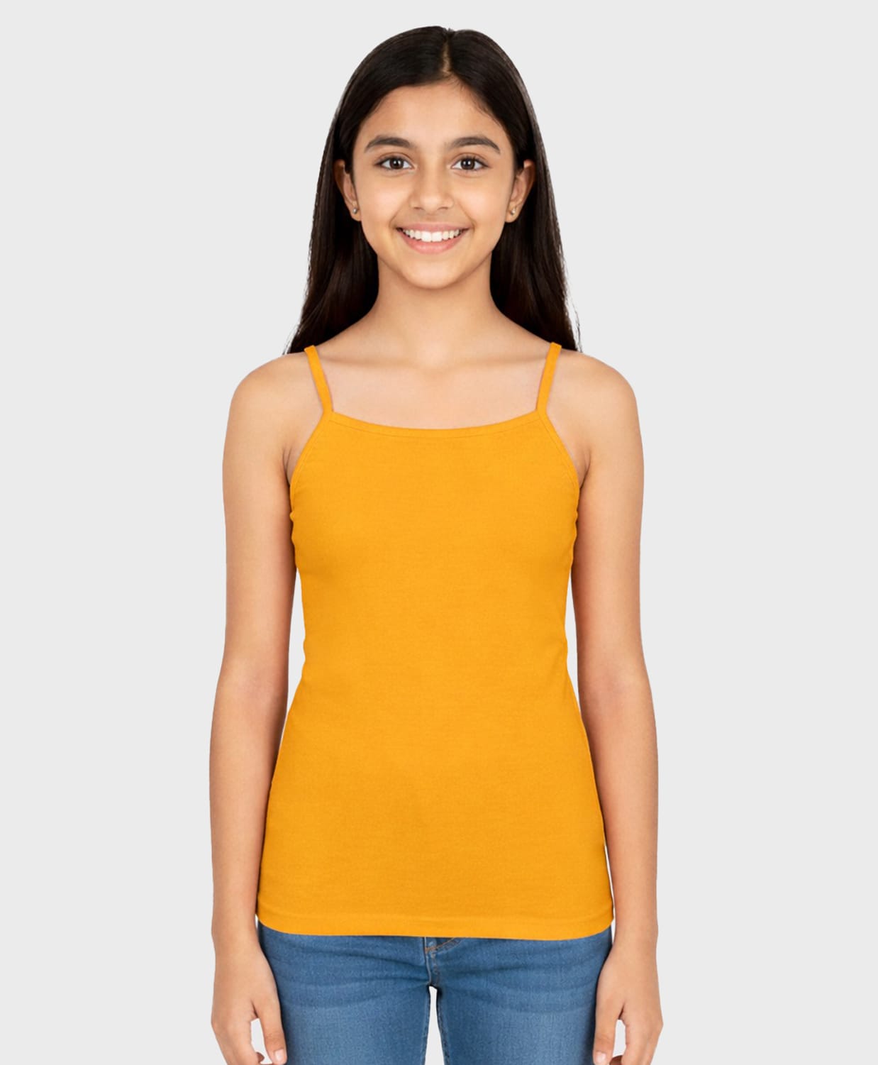 Charm n Cherish Cotton Knit Sleeveless Solid Camisole - Mustard-picture-21