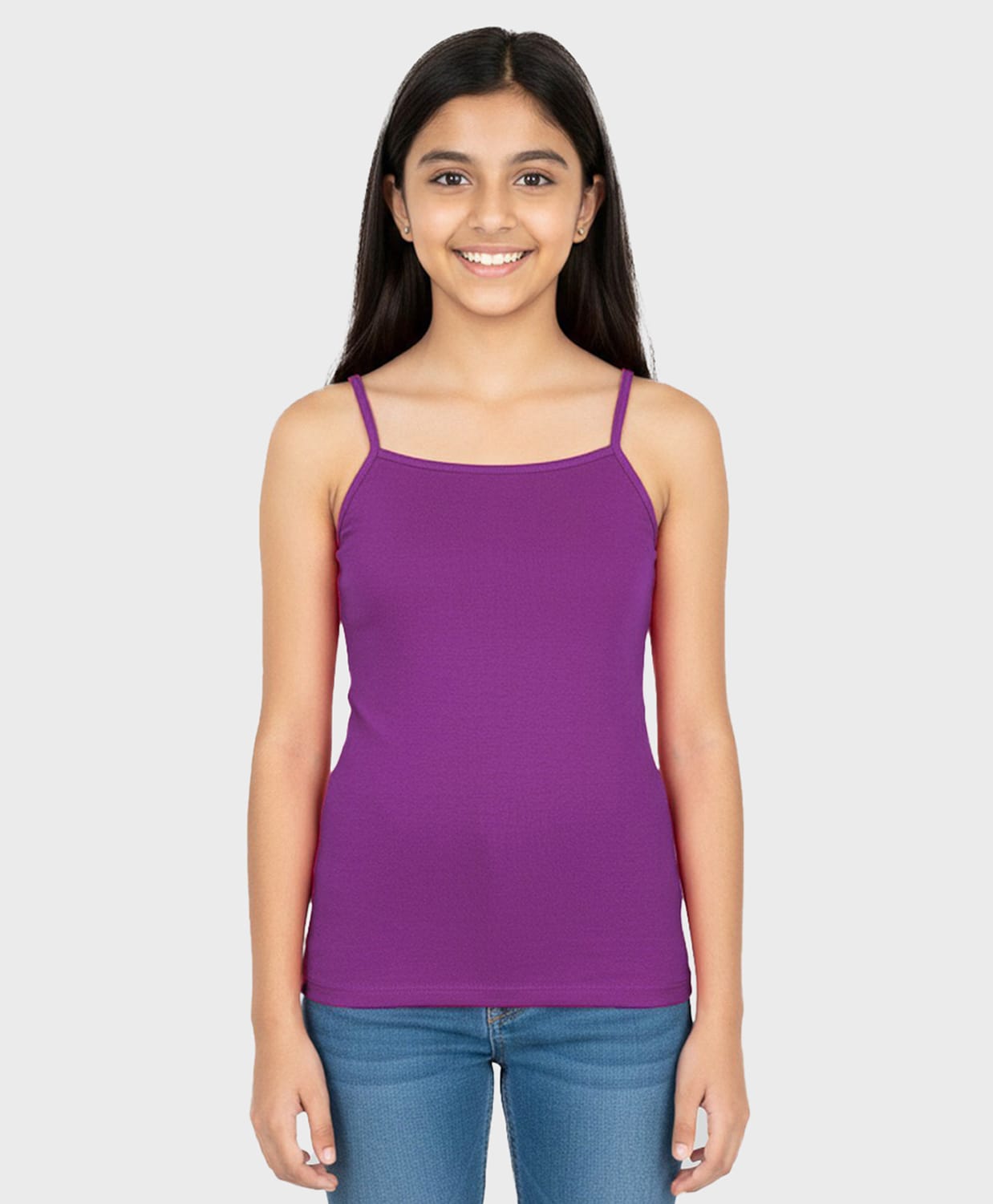 Charm n Cherish Cotton Knit Sleeveless Solid Camisole - Purple-picture-21