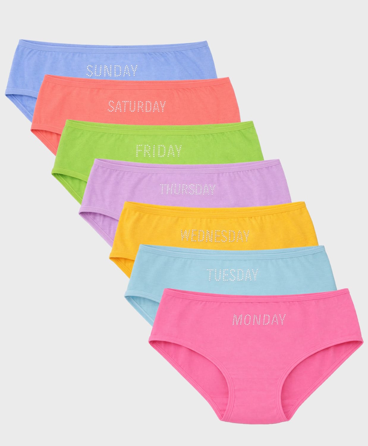 Charm n Cherish Cotton Knit Pack Of 7 Days Of The Week Text Printed Panties - Multi Colour-picture-24