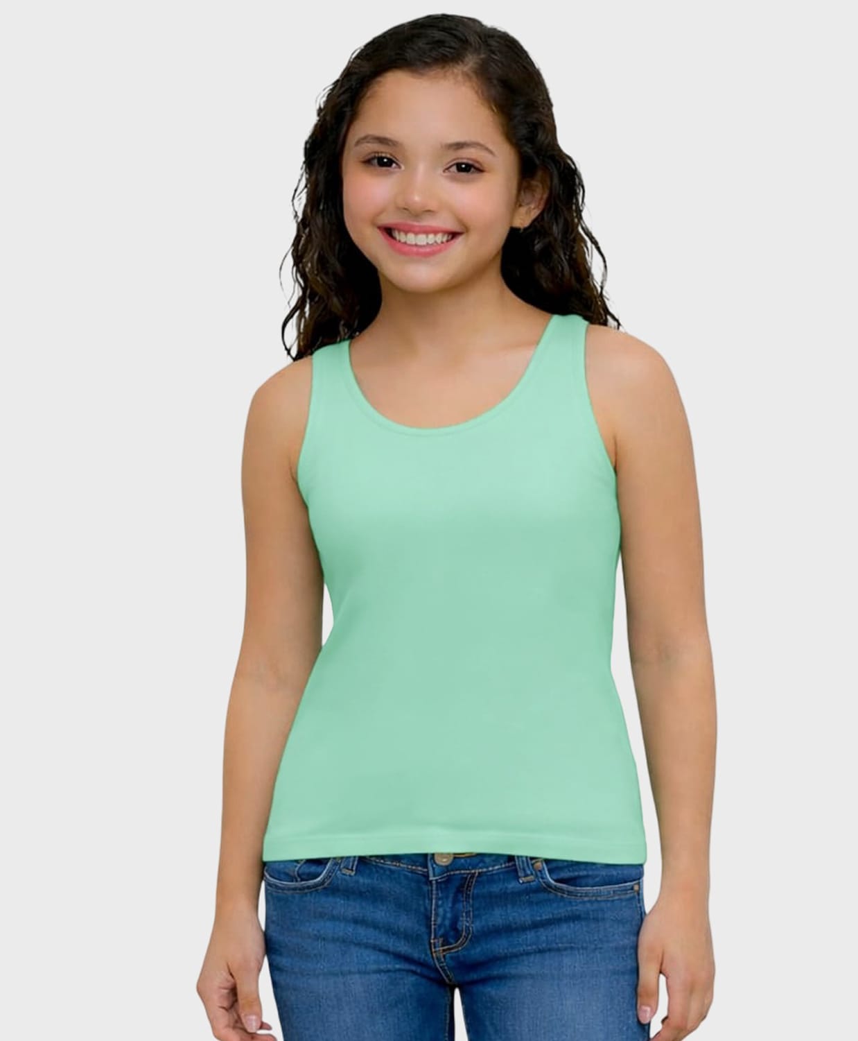 Charm n Cherish Cotton Knit Sleeveless Non Padded Solid Tank Top - Aqua-picture-29