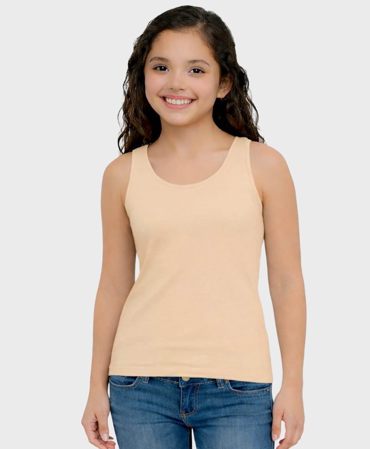 Charm n Cherish Cotton Knit Sleeveless Padded Solid Tank Top - Beige-image-30
