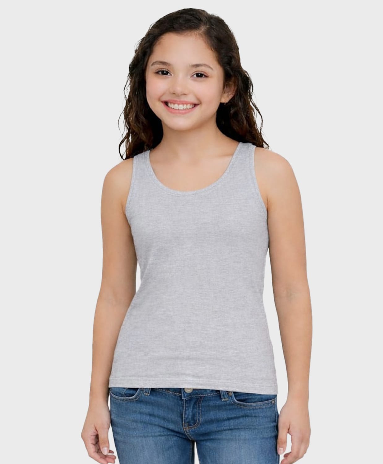 Charm n Cherish Cotton Knit Sleeveless Padded Solid Tank Top - Grey-image-6