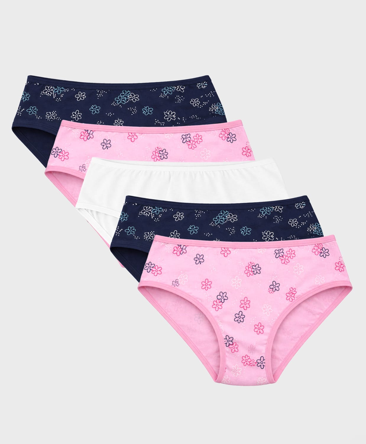 Charm n Cherish Cotton Knit Pack Of 5 Floral Printed & Solid Panties - Multi Colour-image-27