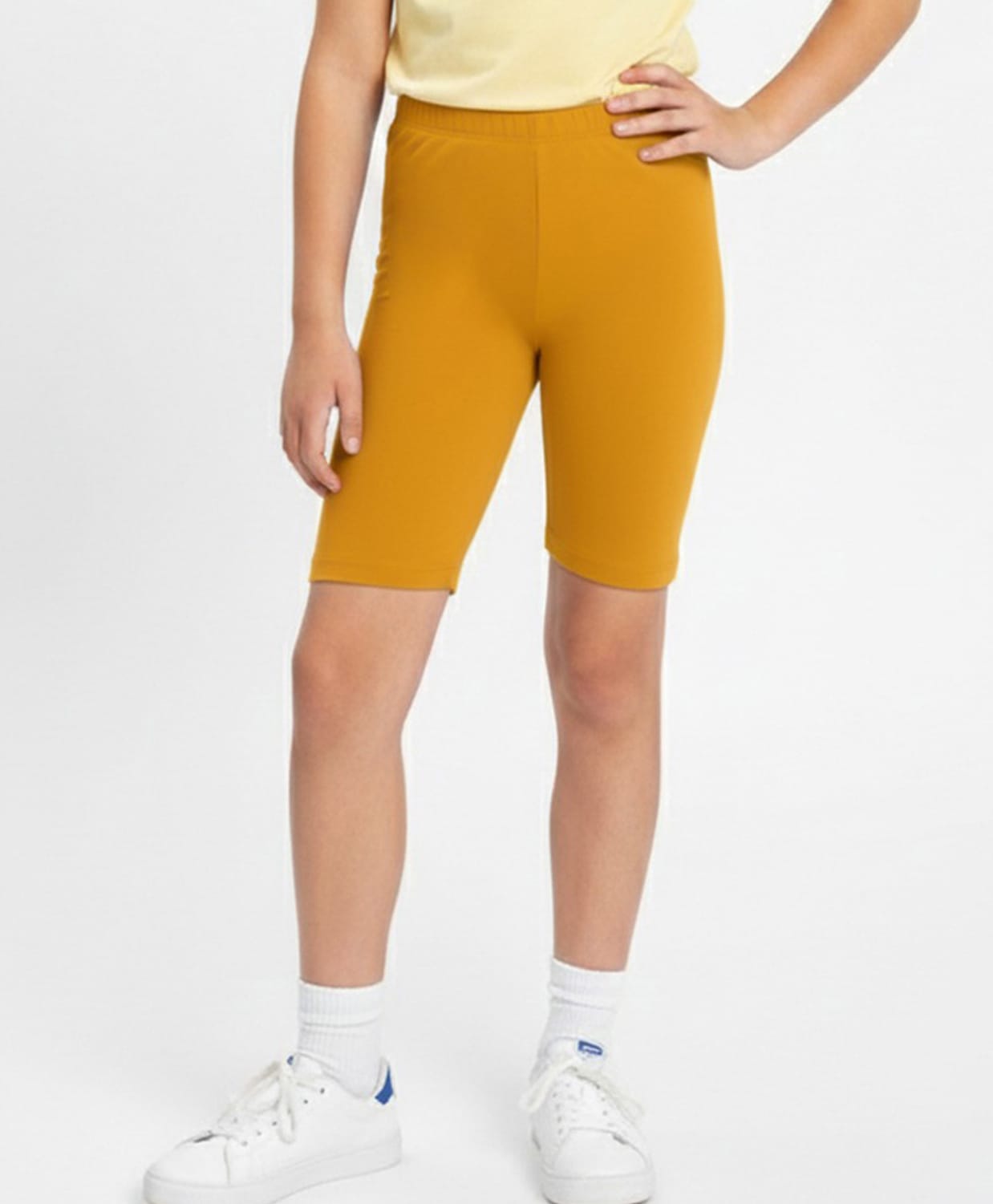 Charm n Cherish Cotton Knit Solid Shorts - Golden Yellow-picture-30