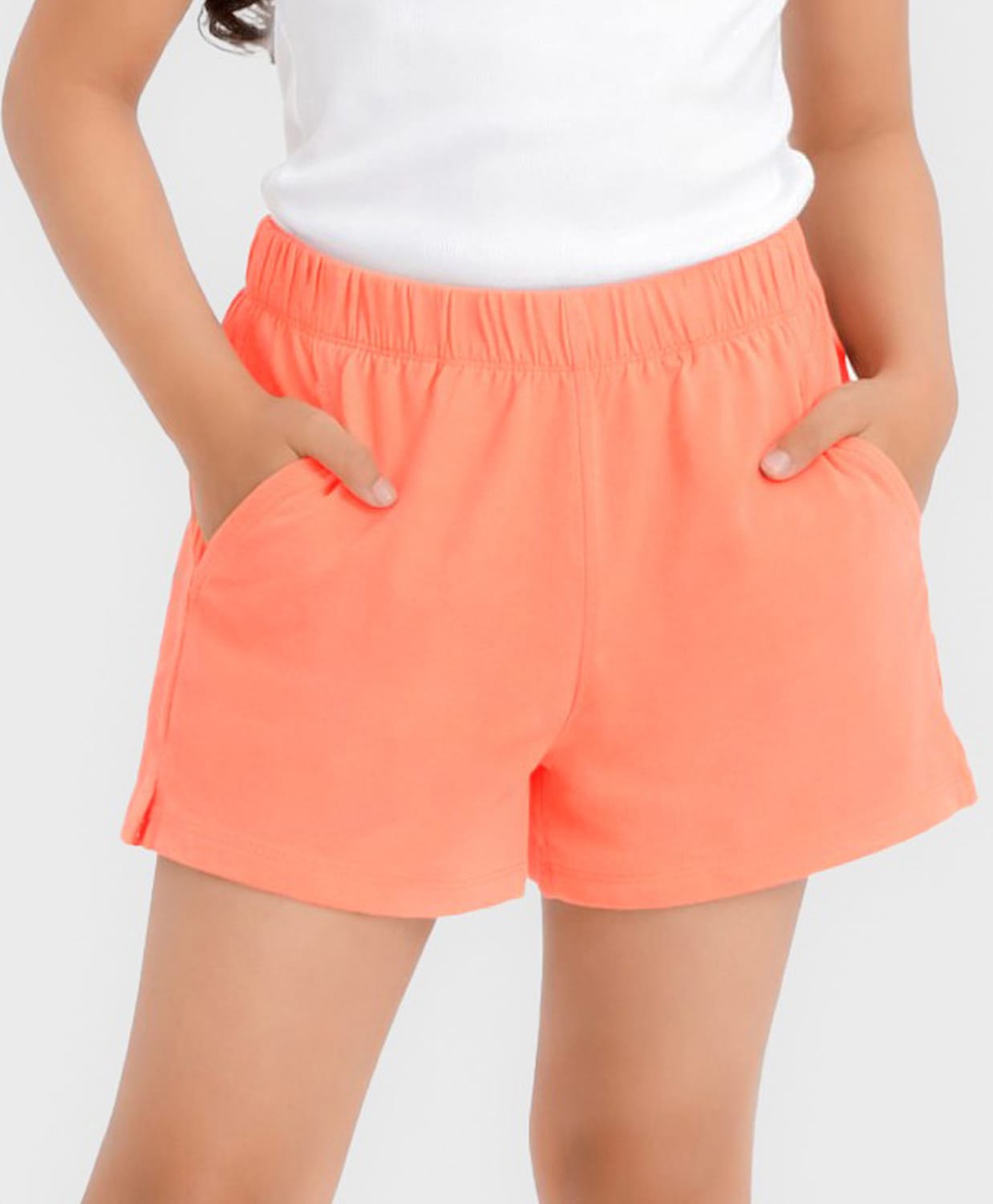 Charm n Cherish Cotton Knit Solid Shorts - Coral-picture-22