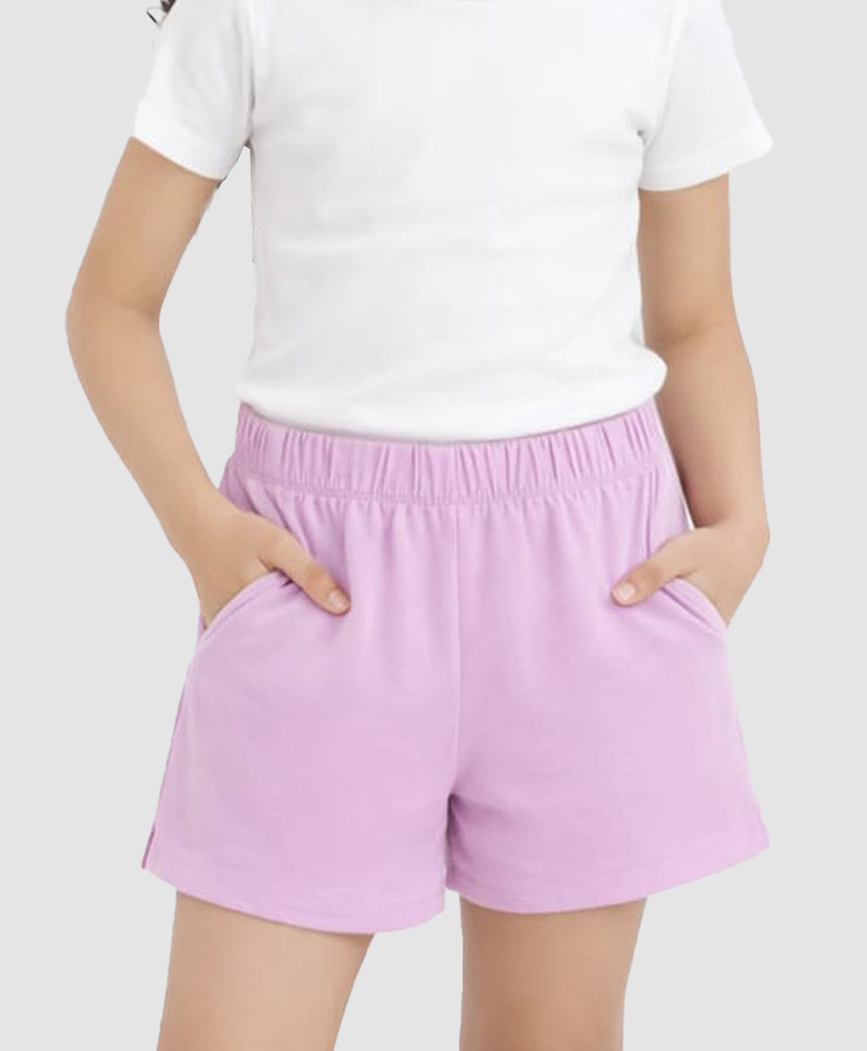 Charm n Cherish Cotton Knit Solid Shorts - Lavender-image-28