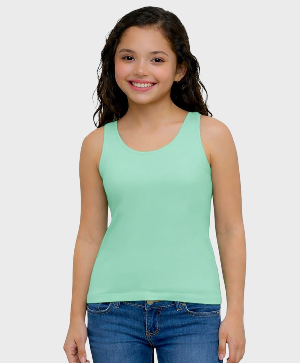 Charm n Cherish Cotton Knit Sleeveless Solid Padded Tank Top - Aqua Blue-picture-26