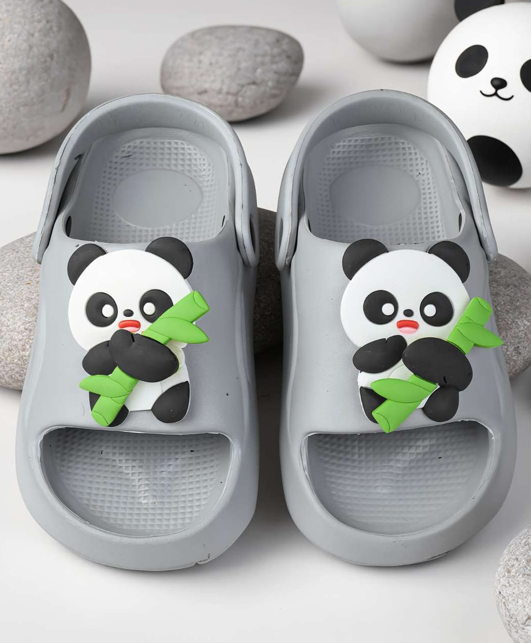 Yellow Bee Panda Applique Slingback Clogs - Grey-image-8