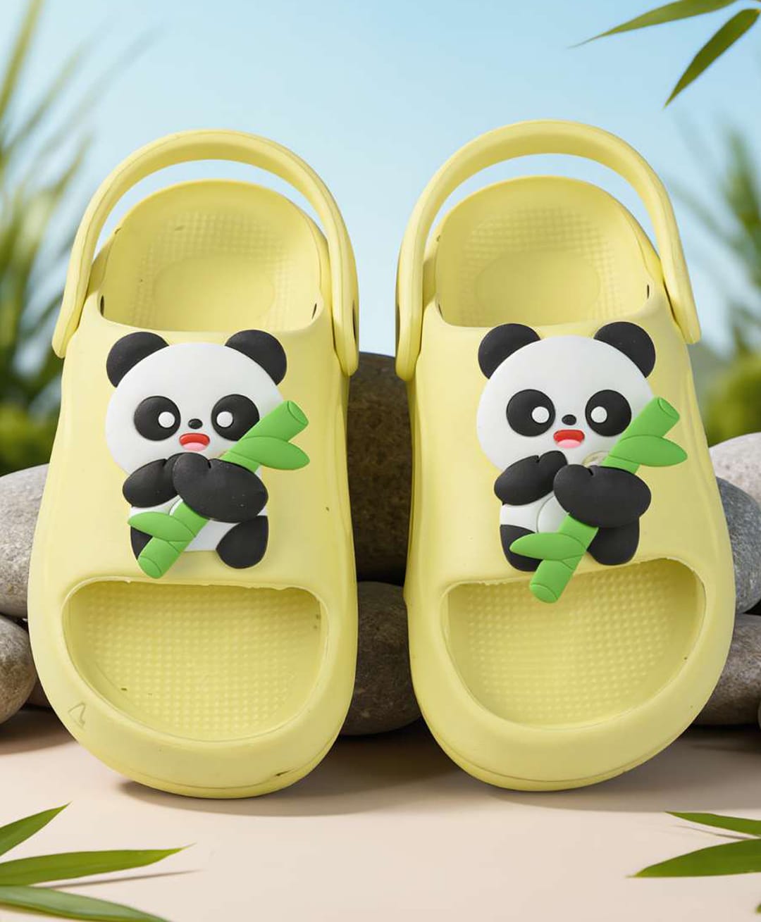 Yellow Bee Panda Applique Slingback Clogs - Yellow-image-47