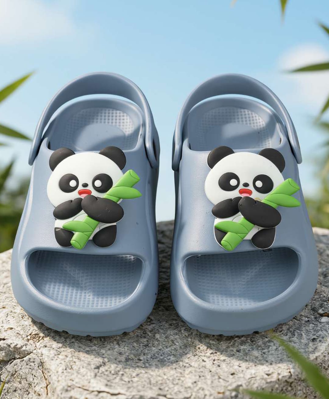 Yellow Bee Panda Applique Slingback Clogs - Blue-picture-28
