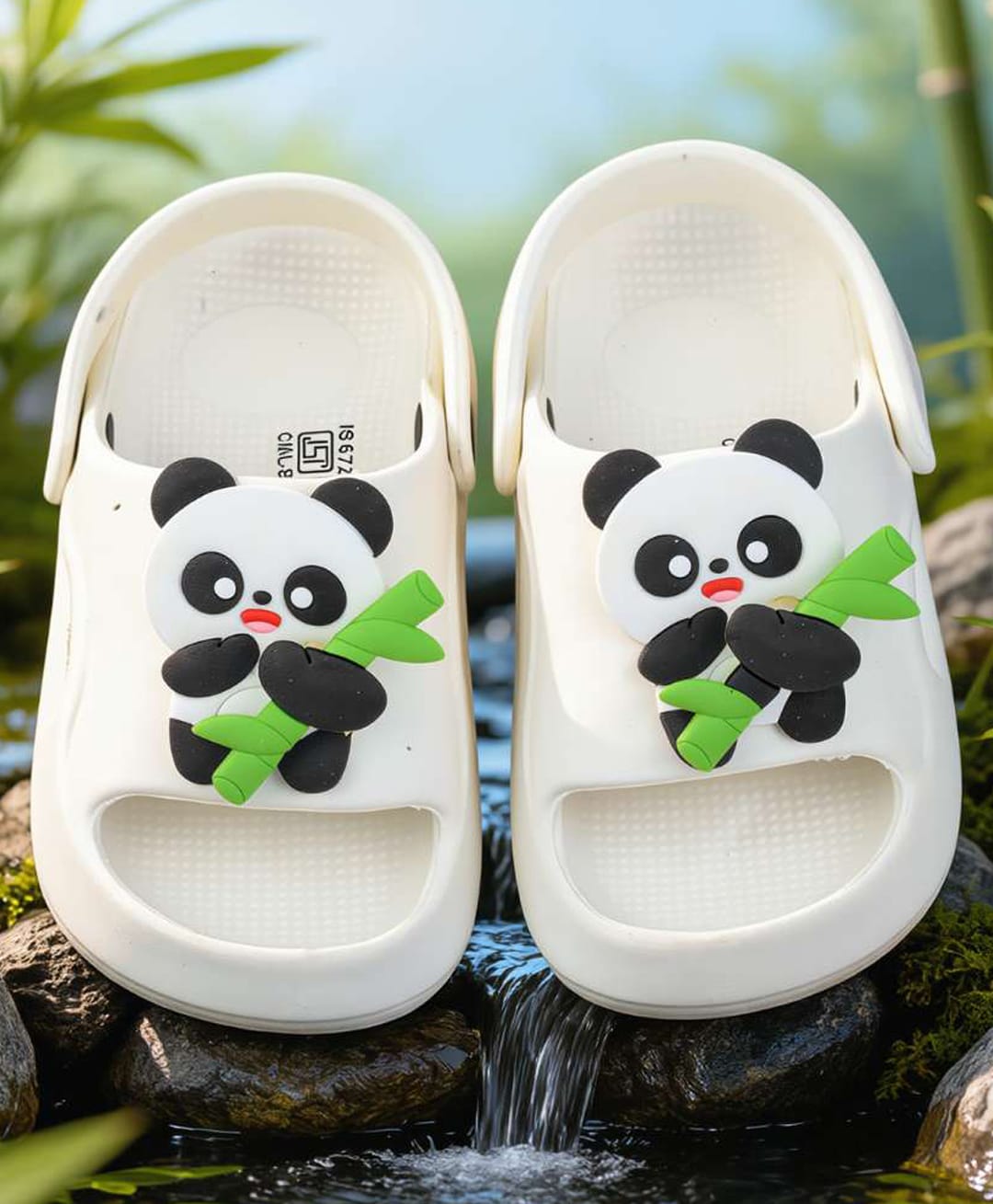 Yellow Bee Panda Applique Slingback Clogs - White-picture-19