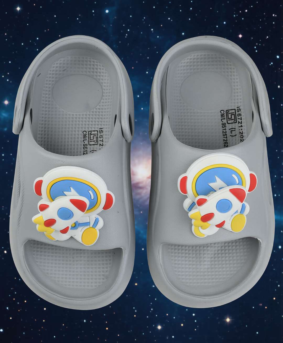 Yellow Bee Astronaut Applique Slingback Clogs - Grey-image-29
