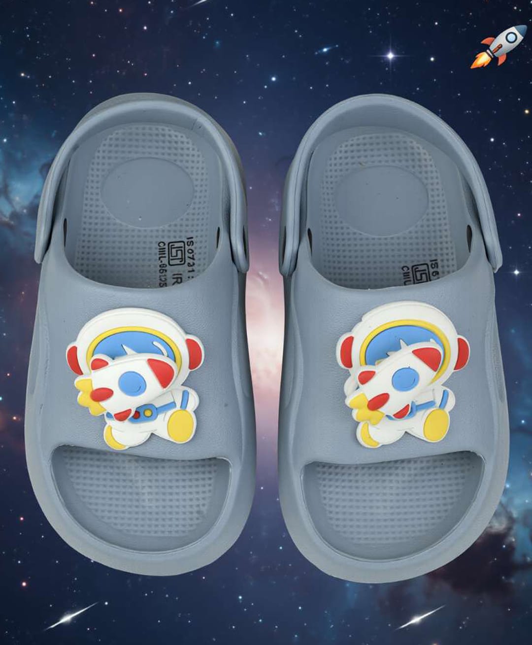 Yellow Bee Astronaut Applique Slingback Clogs - Blue-picture-28