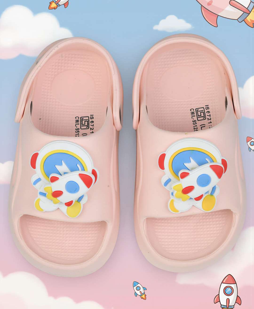 Yellow Bee Astronaut Applique Slingback Clogs - Pink-image-39