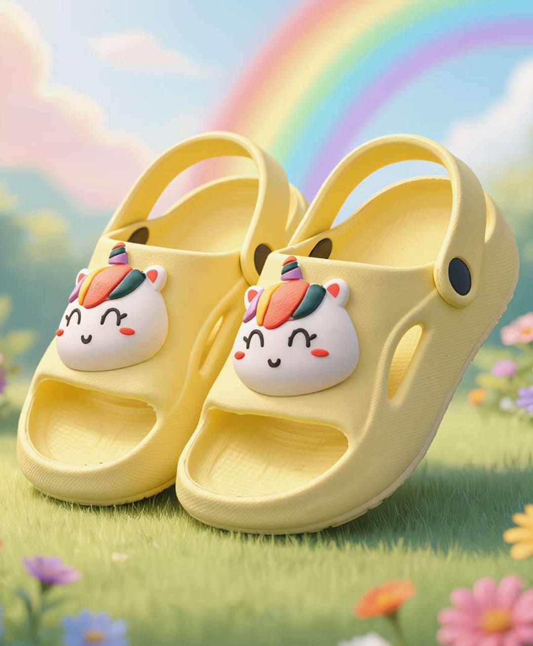 Yellow Bee Unicorn Applique Detailed Slingback Sandals - Yellow-image-40