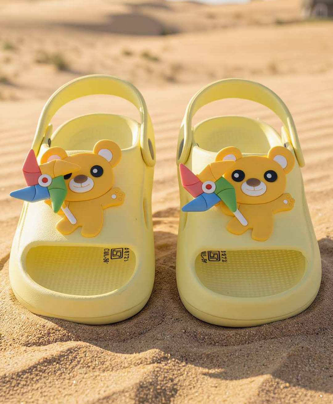 Yellow Bee Bear & Pinwheel Rotating Charm Detailed Slingback Sandals - Yellow-picture-22