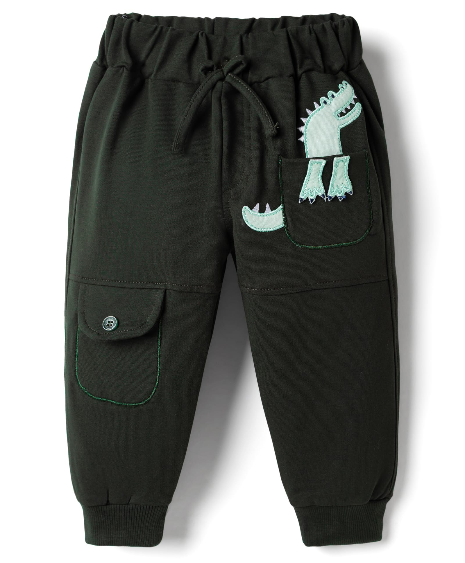 Mini Taurus Interlock Knit Full Length Lounge Pant With Dino Patch - Olive Green-image-37