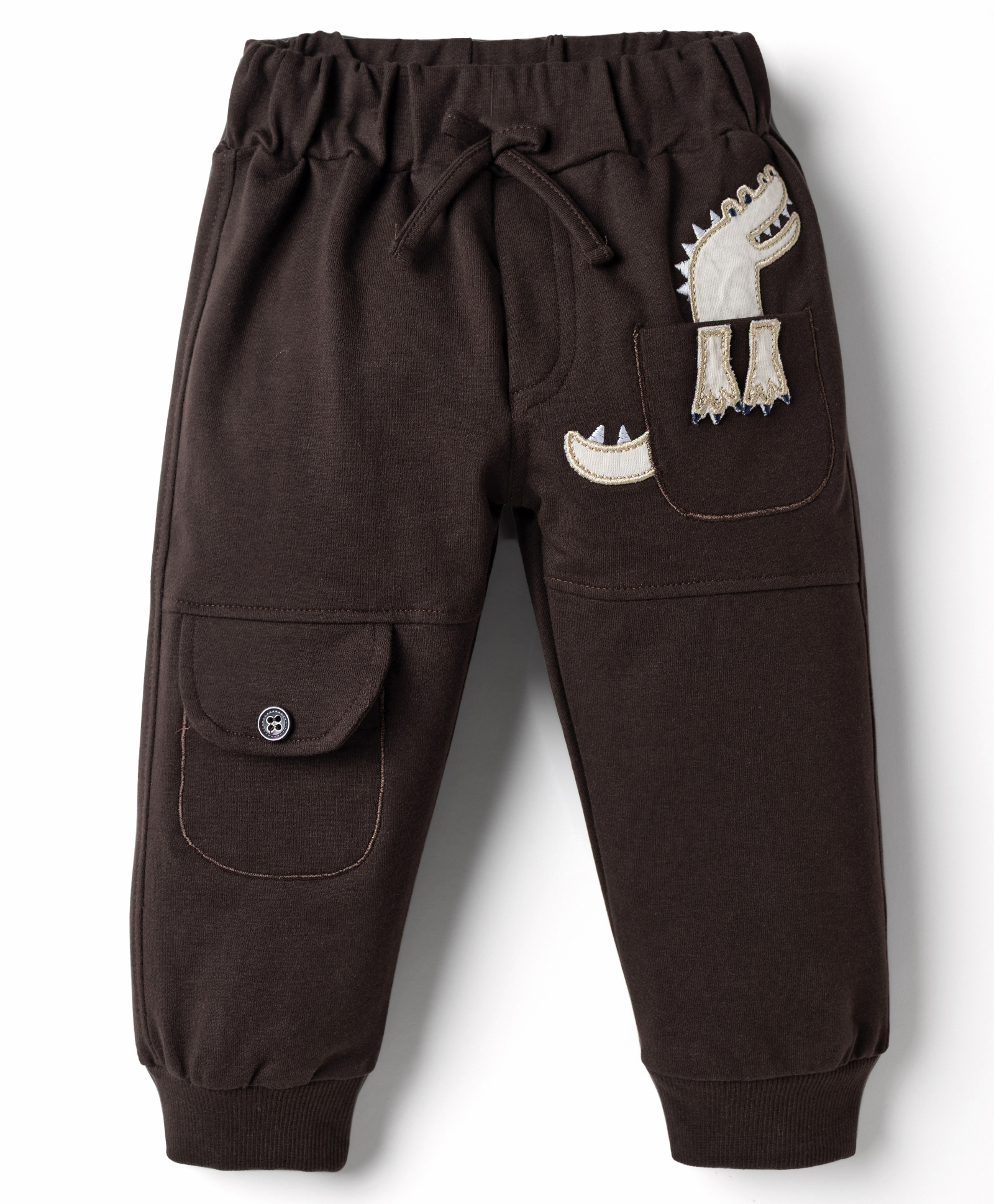 Mini Taurus Interlock Knit Full Length Lounge Pant With Dino Patch - Brown-picture-18