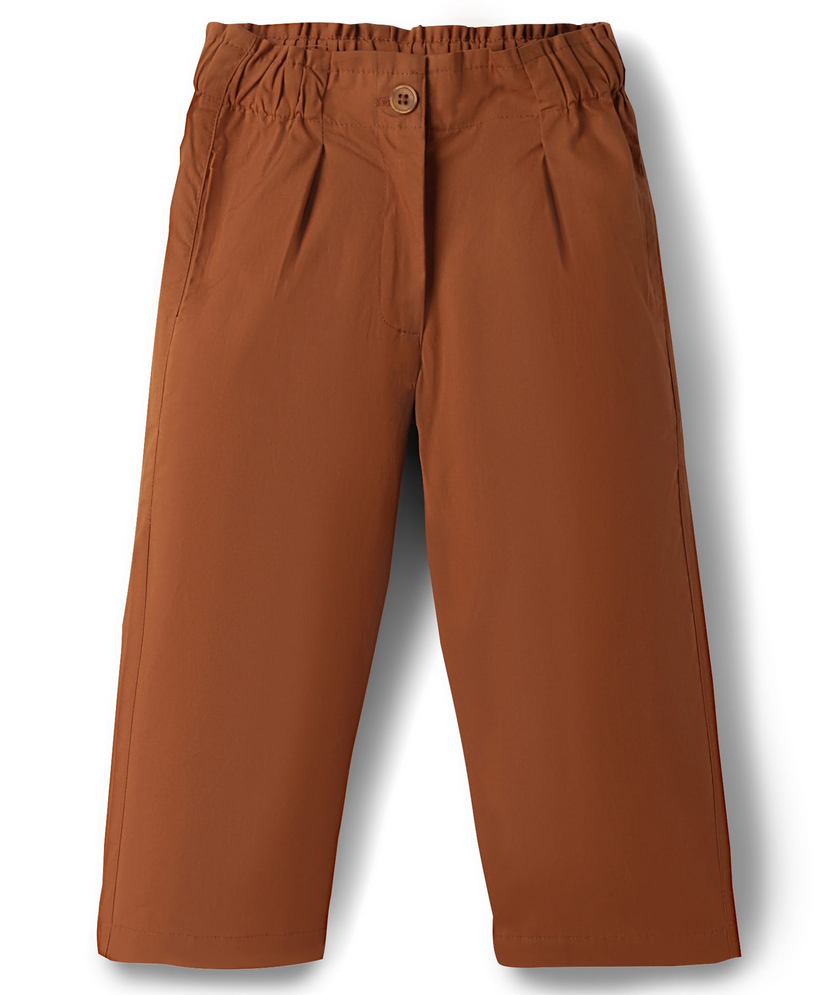 kookie kids india Kookie Kids Poplin Woven Full Length Solid Color Trouser - Rust Orange-picture-16