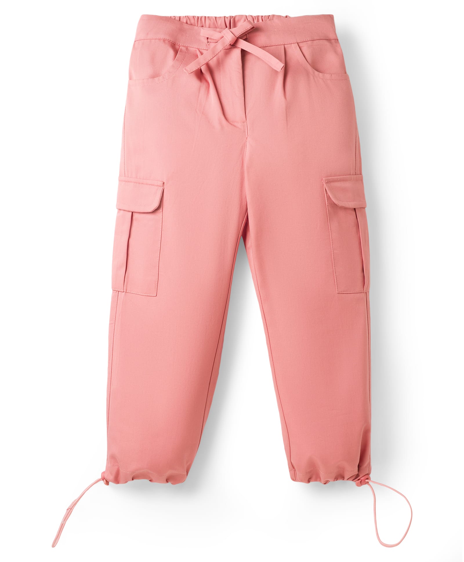 kookie kids india Kookie Kids Cotton Twill Woven Full Length Solid Lounge Pant With Cargo Pockets - Pink-picture-15