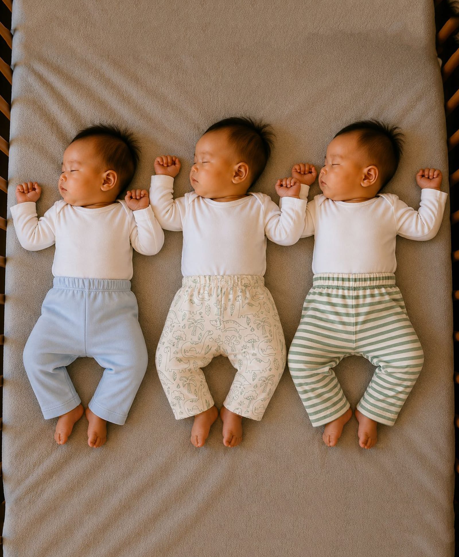 PREKIES Cotton Knit Pack Of 3 Solid Striped & Dinosaur Printed Pajamas - Green & Blue-image-47