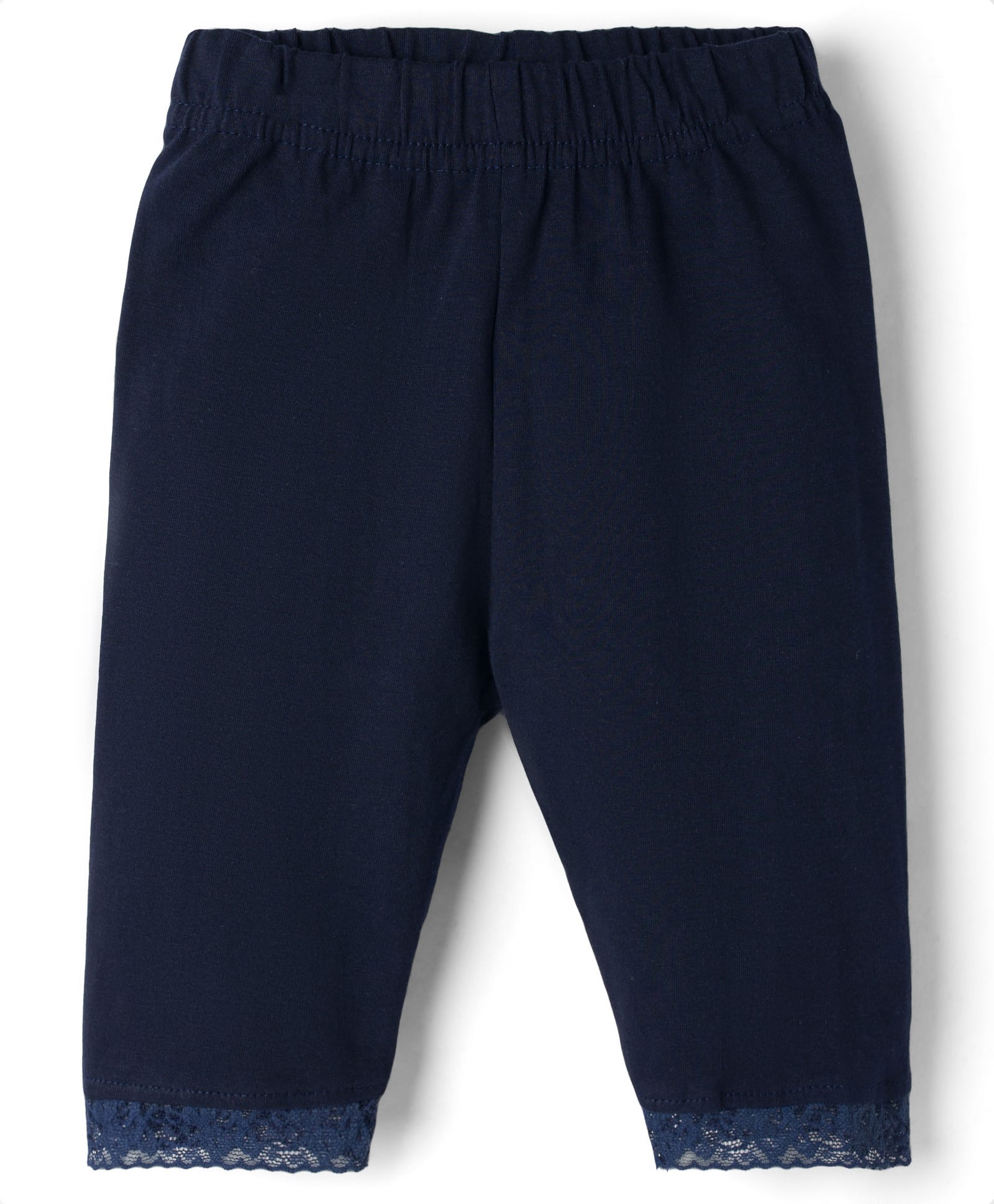 Babyhug Cotton Lycra Knit Three Fourth Solid Leggings With Lace Detailing - Navy Blue-picture-23