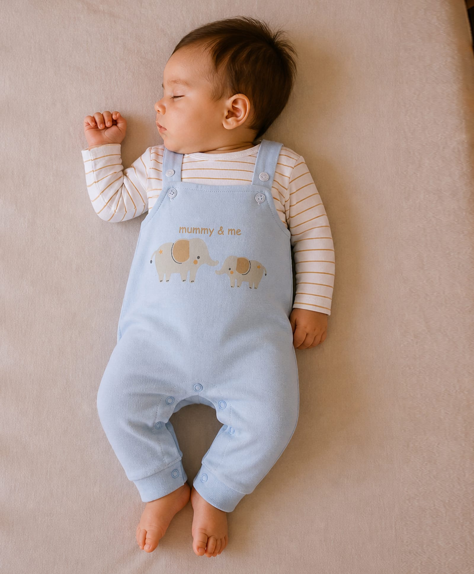 PREKIES Cotton Knit Mummy & Me Text Printed Dungaree With Full Sleeves Tee - Multi Colour-picture-13