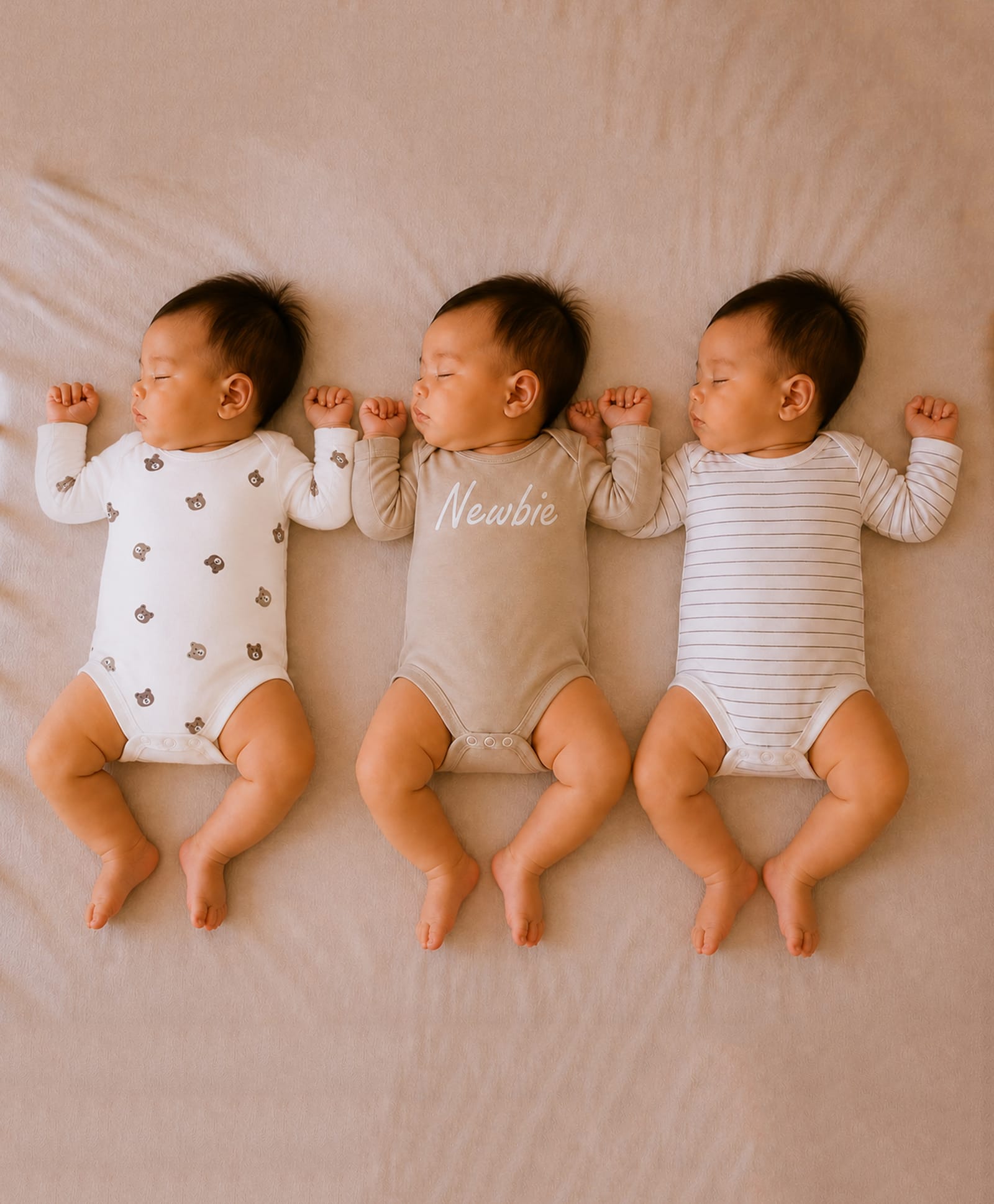 PREKIES Cotton Knit Pack Of 3 Full Sleeves Striped & Teddy Bear Printed Onesies - Multi Colour-picture-24