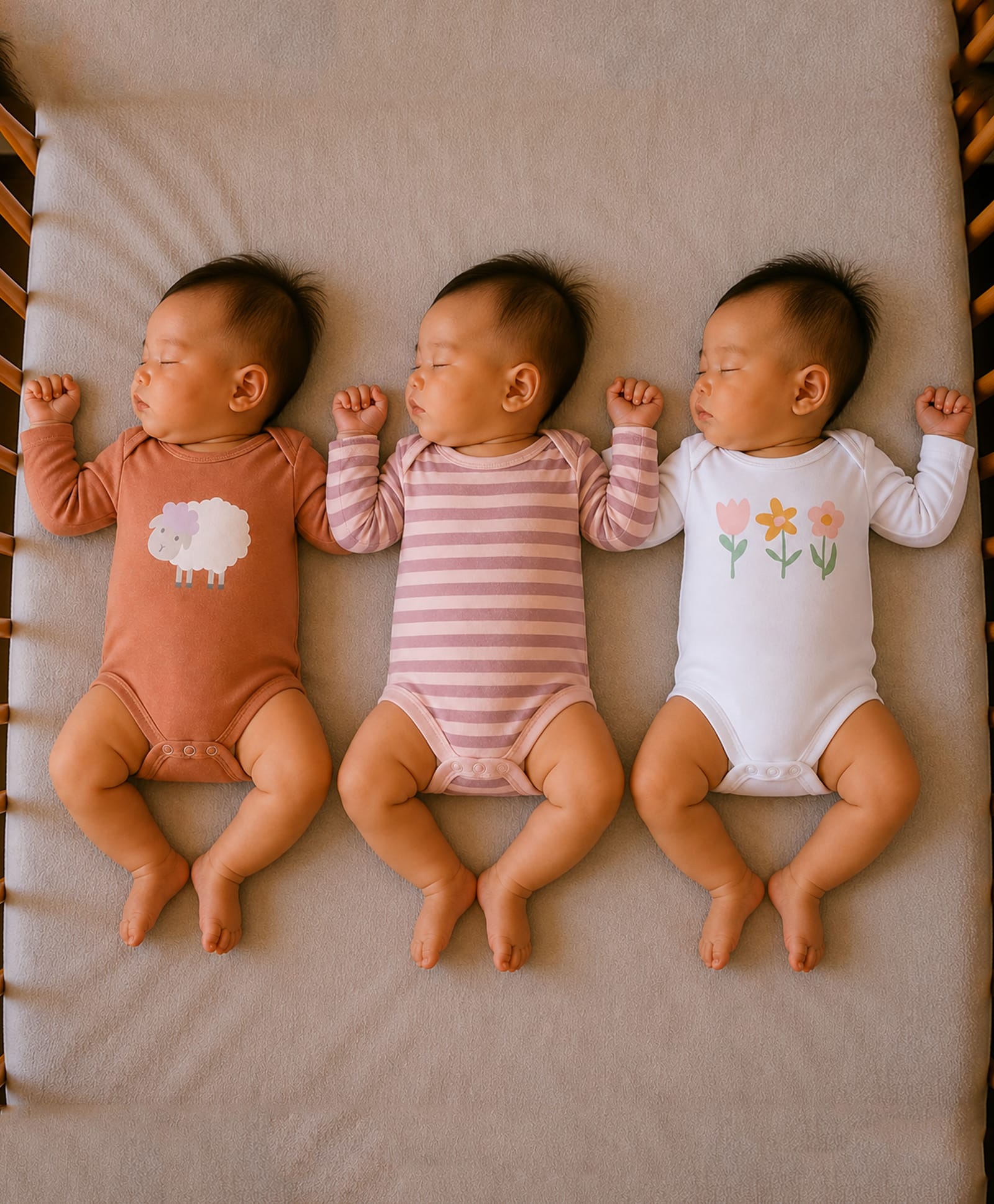 PREKIES Cotton Knit Pack Of 3 Full Sleeves Sheep & Floral Printed Onesies - Multi Colour-picture-17
