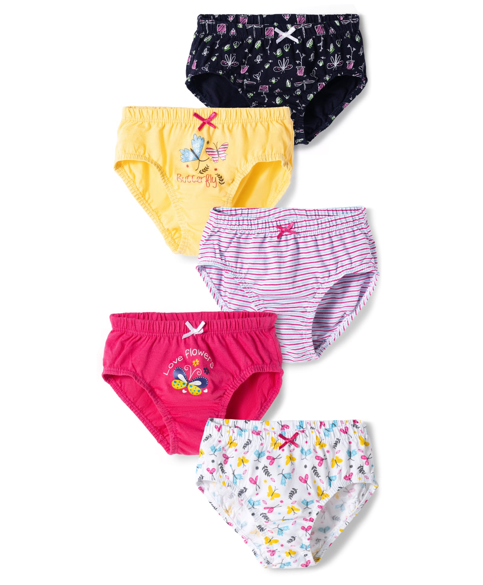 Bodycare Cotton Knit Butterfly Printed & Striped Panties Pack of 5 - Multicolour-image-25