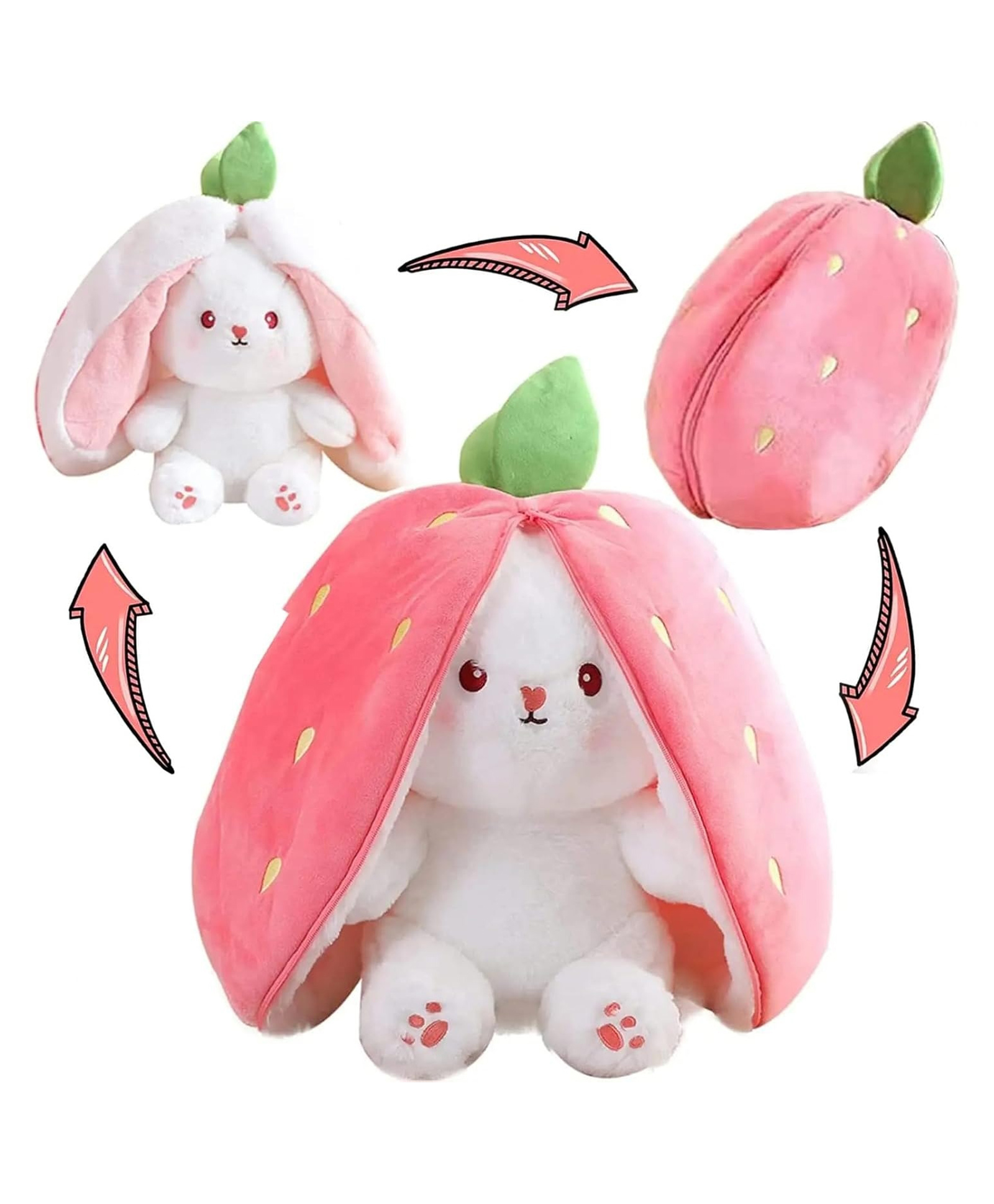 Eitheo Reversible Bunny Plush Toy Soft Stuffed Animal For Kids Reversible Cute Rabbit - Height 25 cm-image-4
